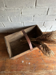 Wooden Trug with Leather Handle