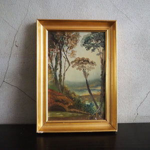 Treescape with Bridge: Oil on Board