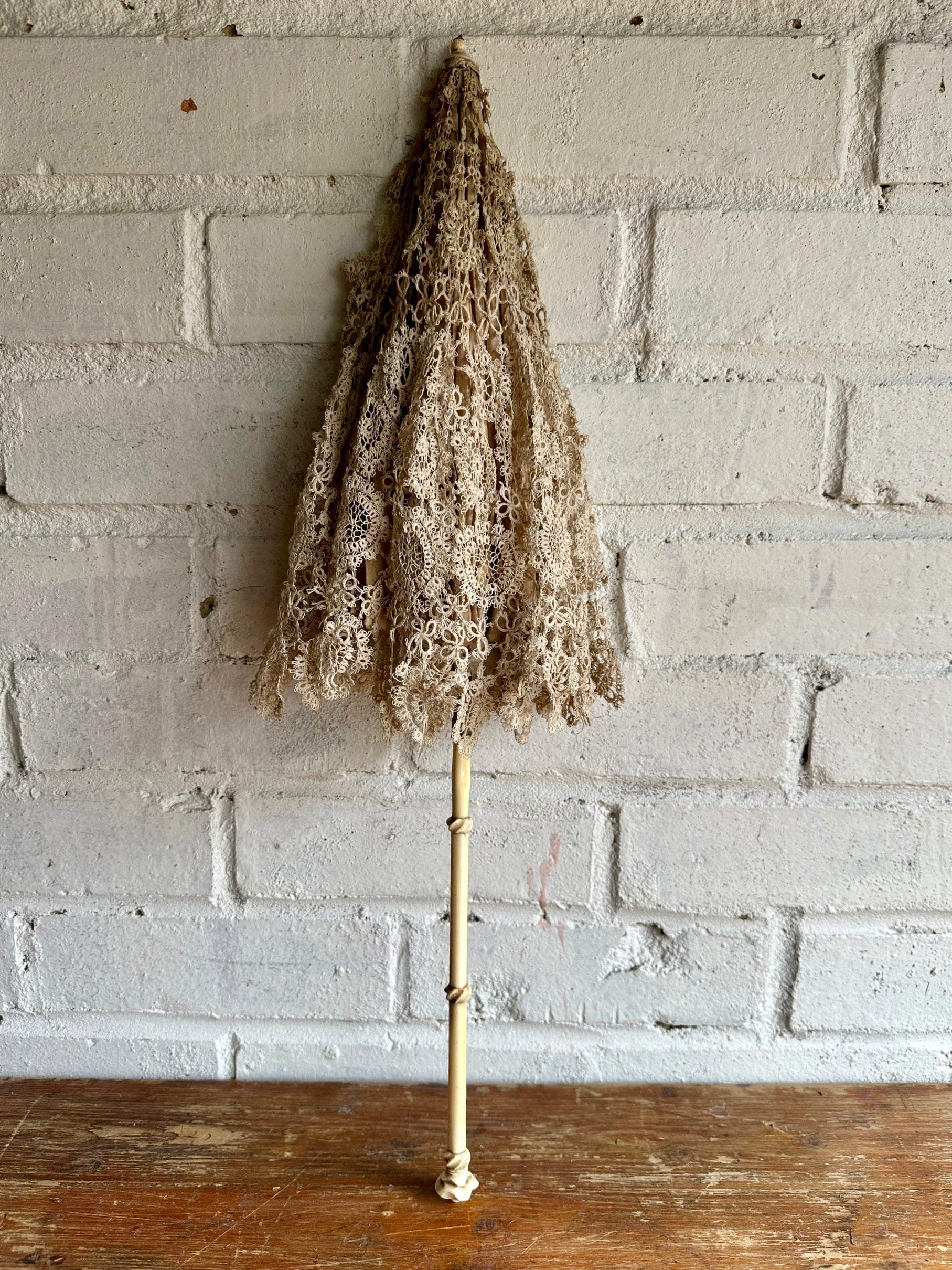 Timeworn Antique Silk & Lace Parasol