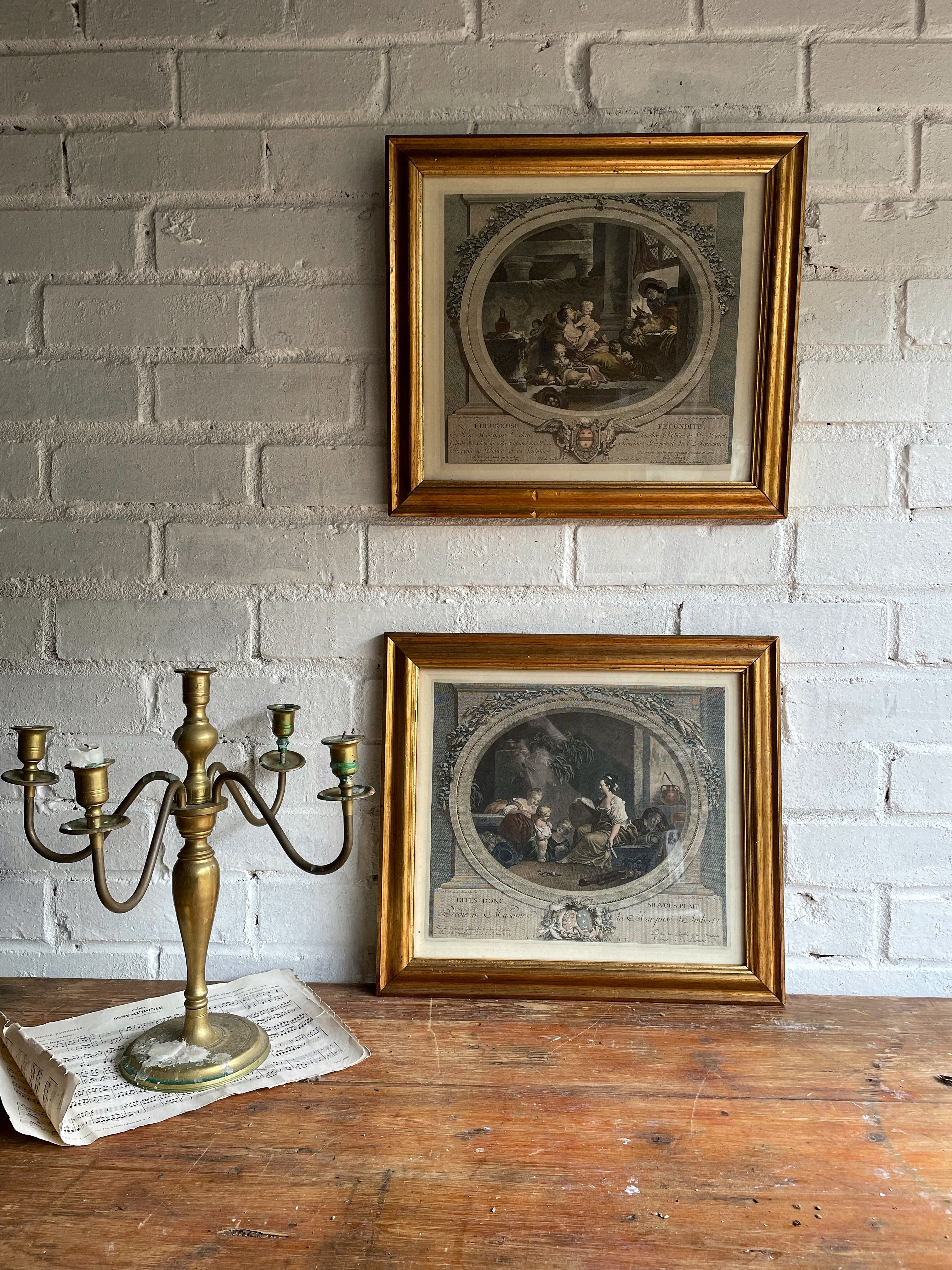 Pair of Antique French Engravings by Nicholas Delaunay