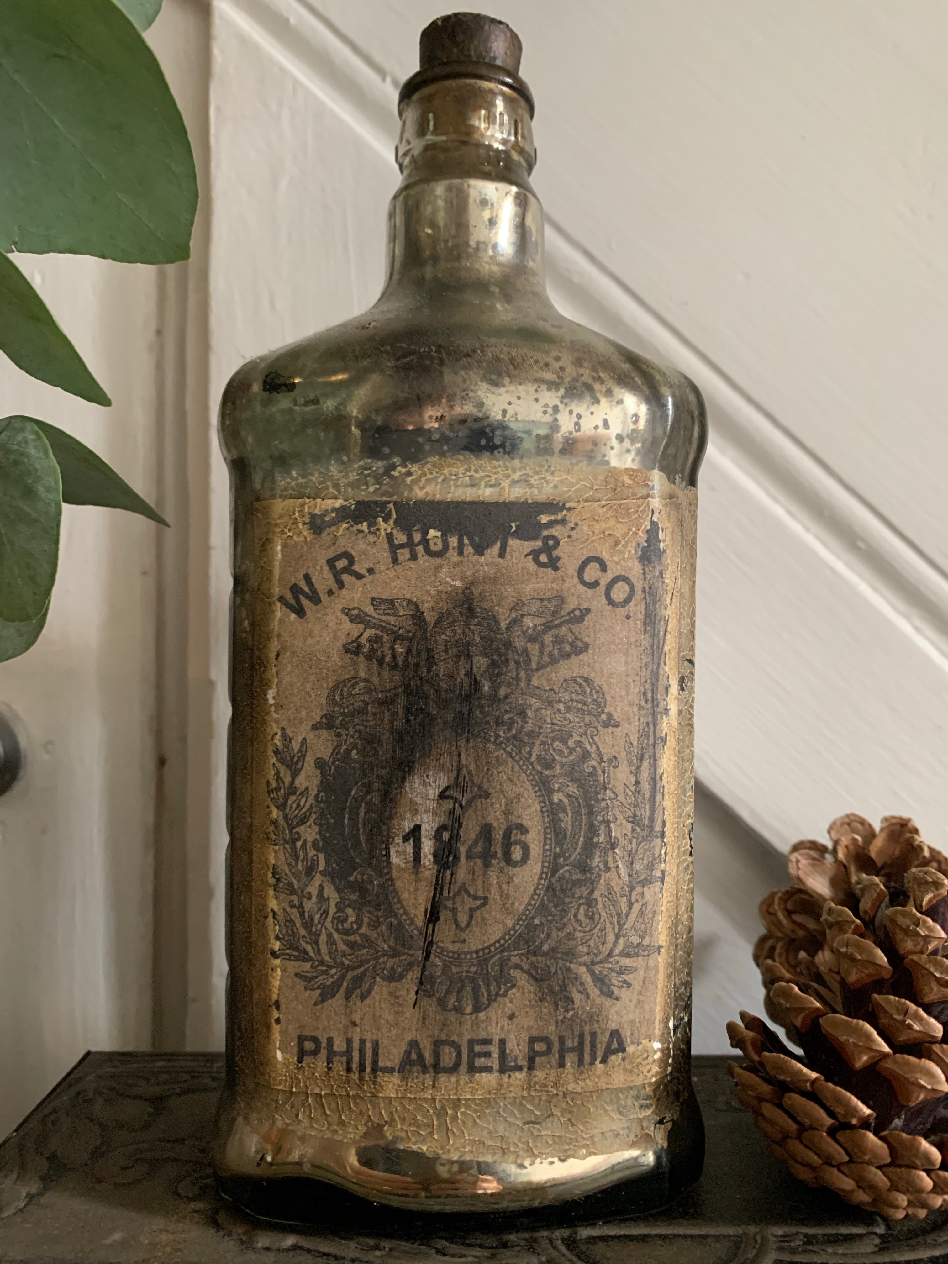 Mercury Glass Vintage Style Bottle
