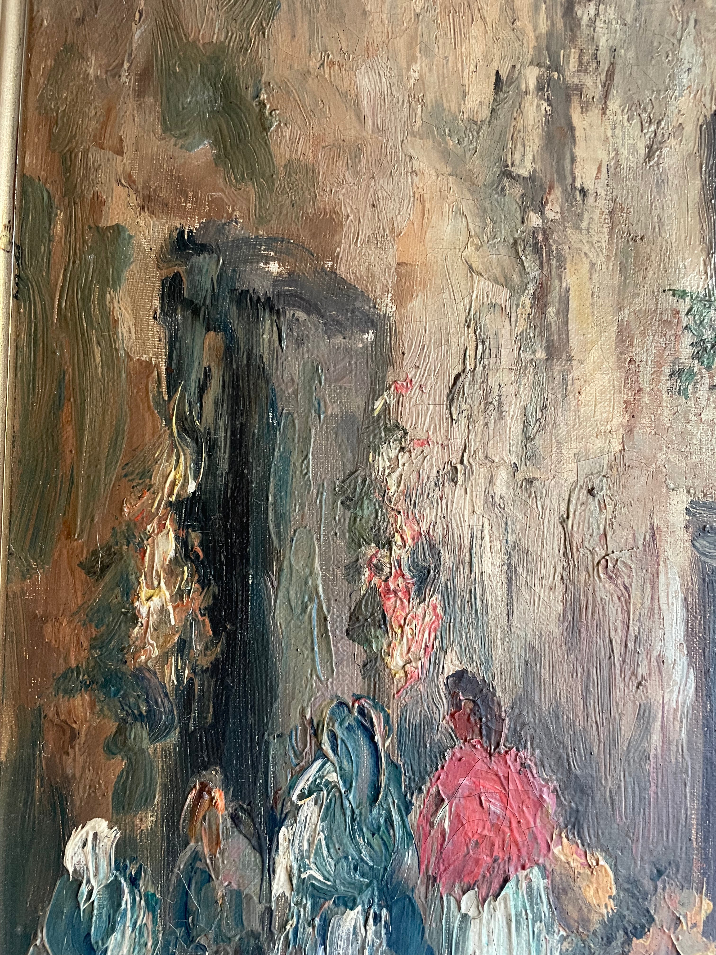 Street Scene: Impasto Oil on Canvas