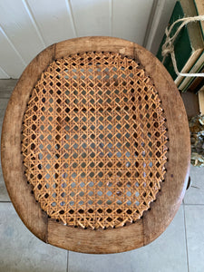 Vintage Stool with Cane Seat