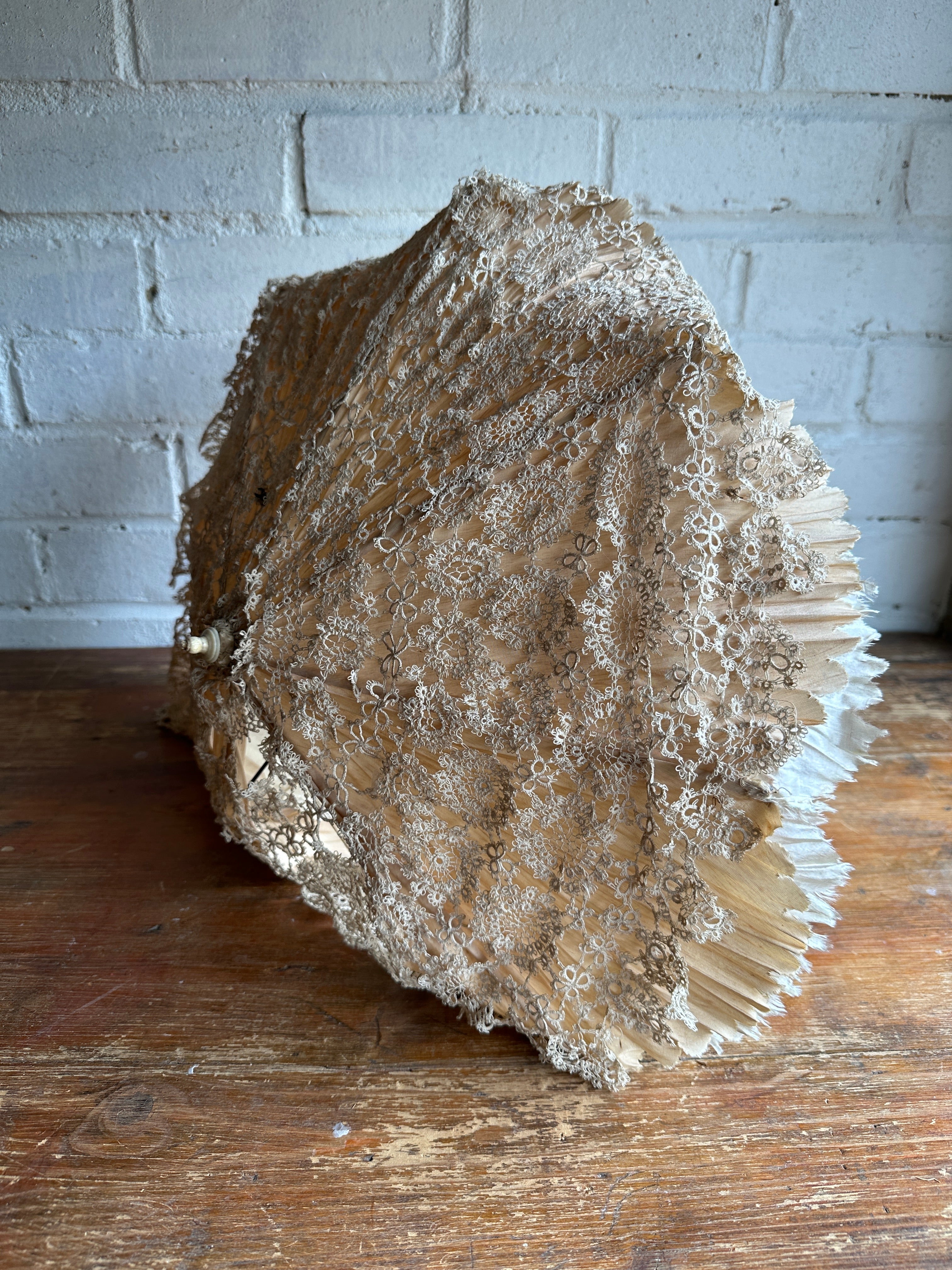 Timeworn Antique Silk & Lace Parasol