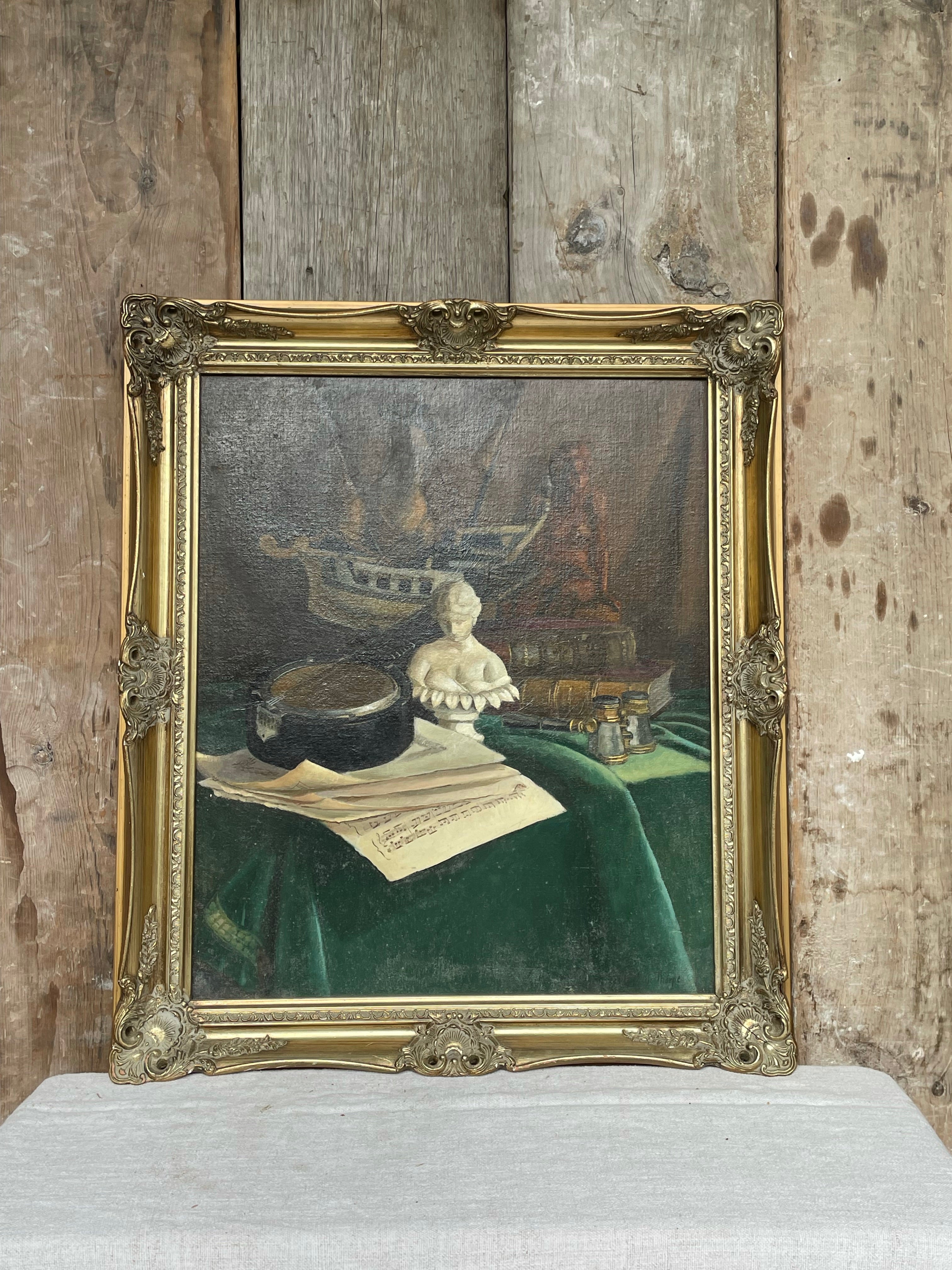 Beautiful Still-Life Oil Painting with Gilt Frame