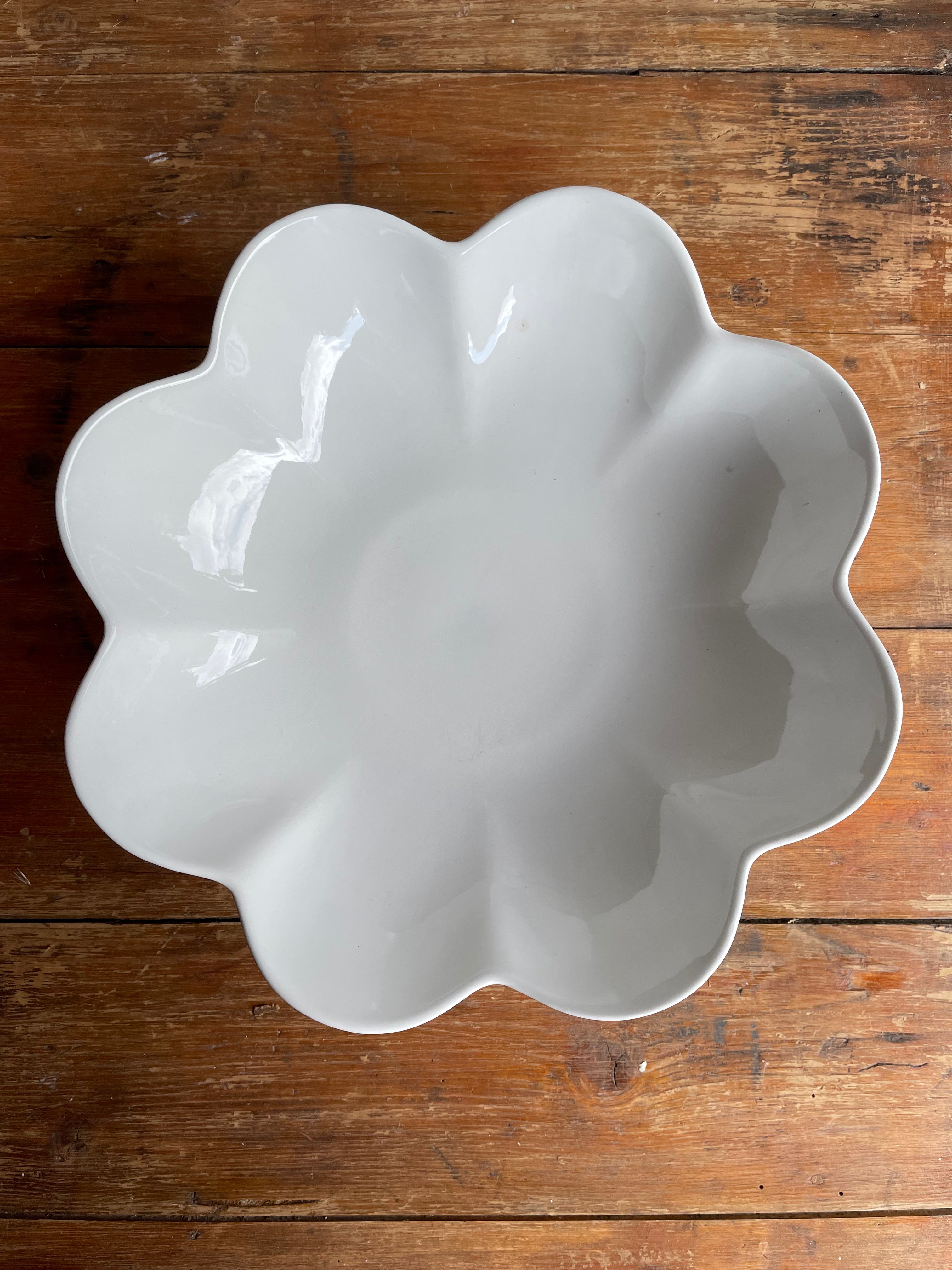 Vintage White Fluted Bowl
