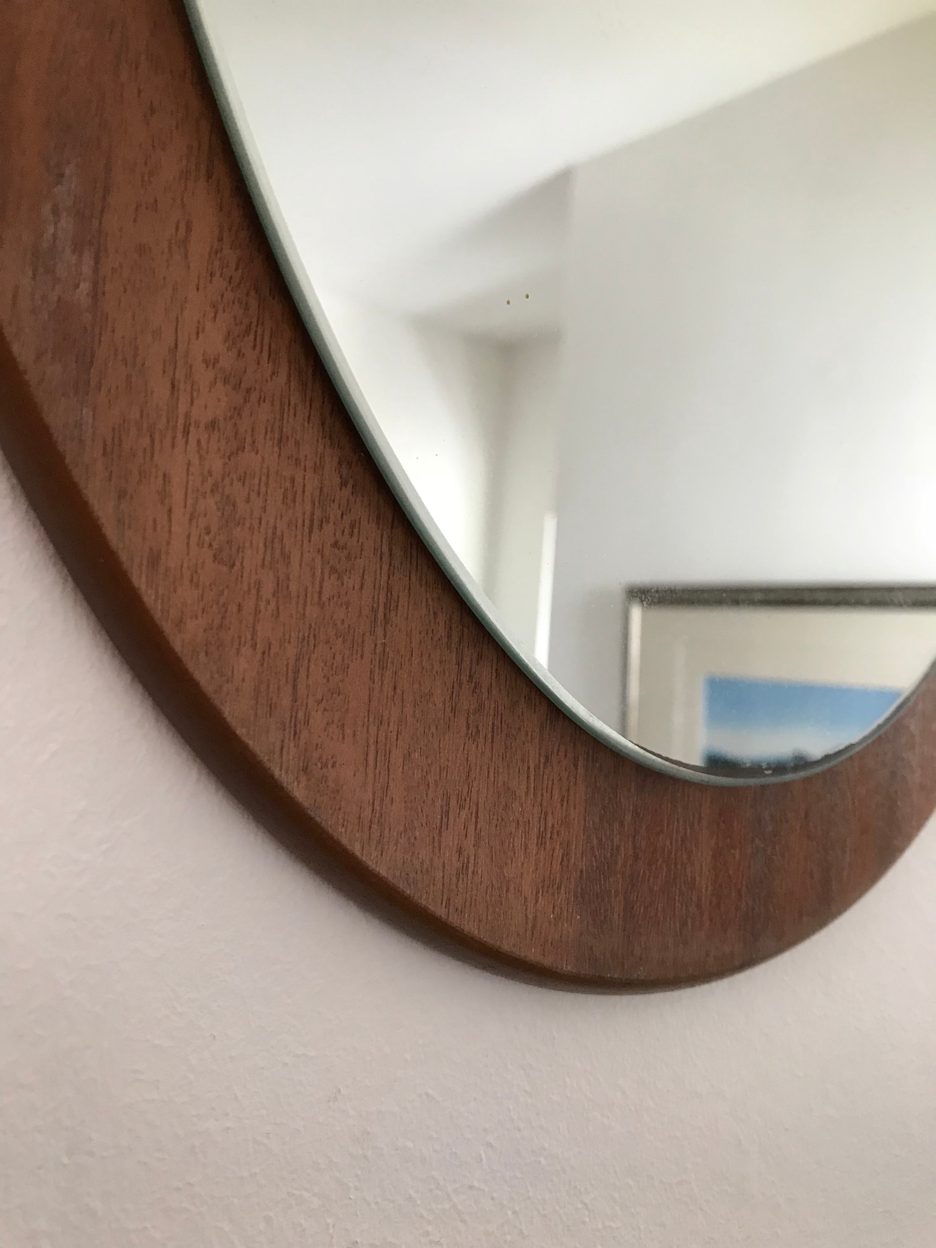 1970S Oval Teak Mirror