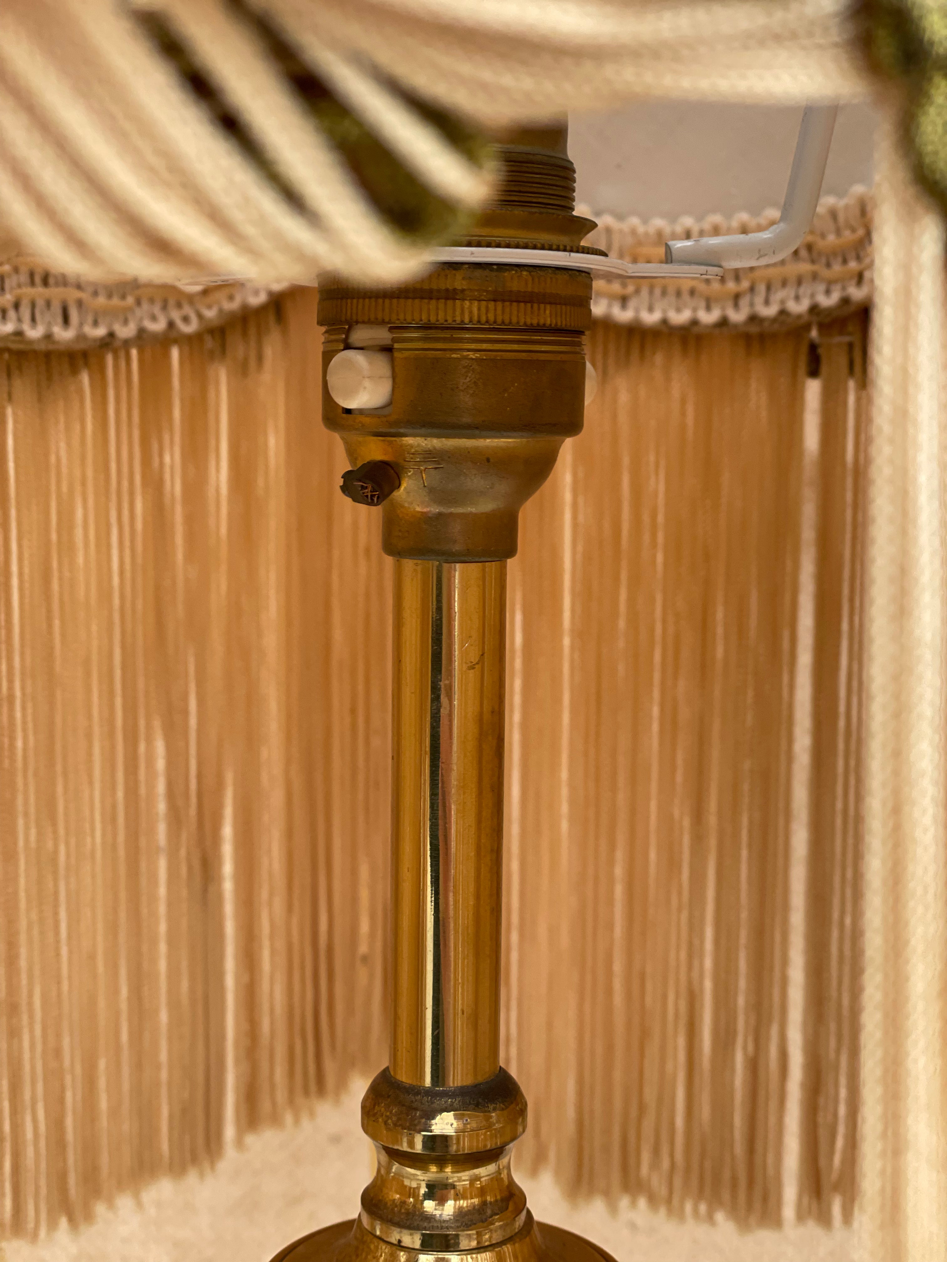 Antique Gold Lamp with Fringing & Tapestry