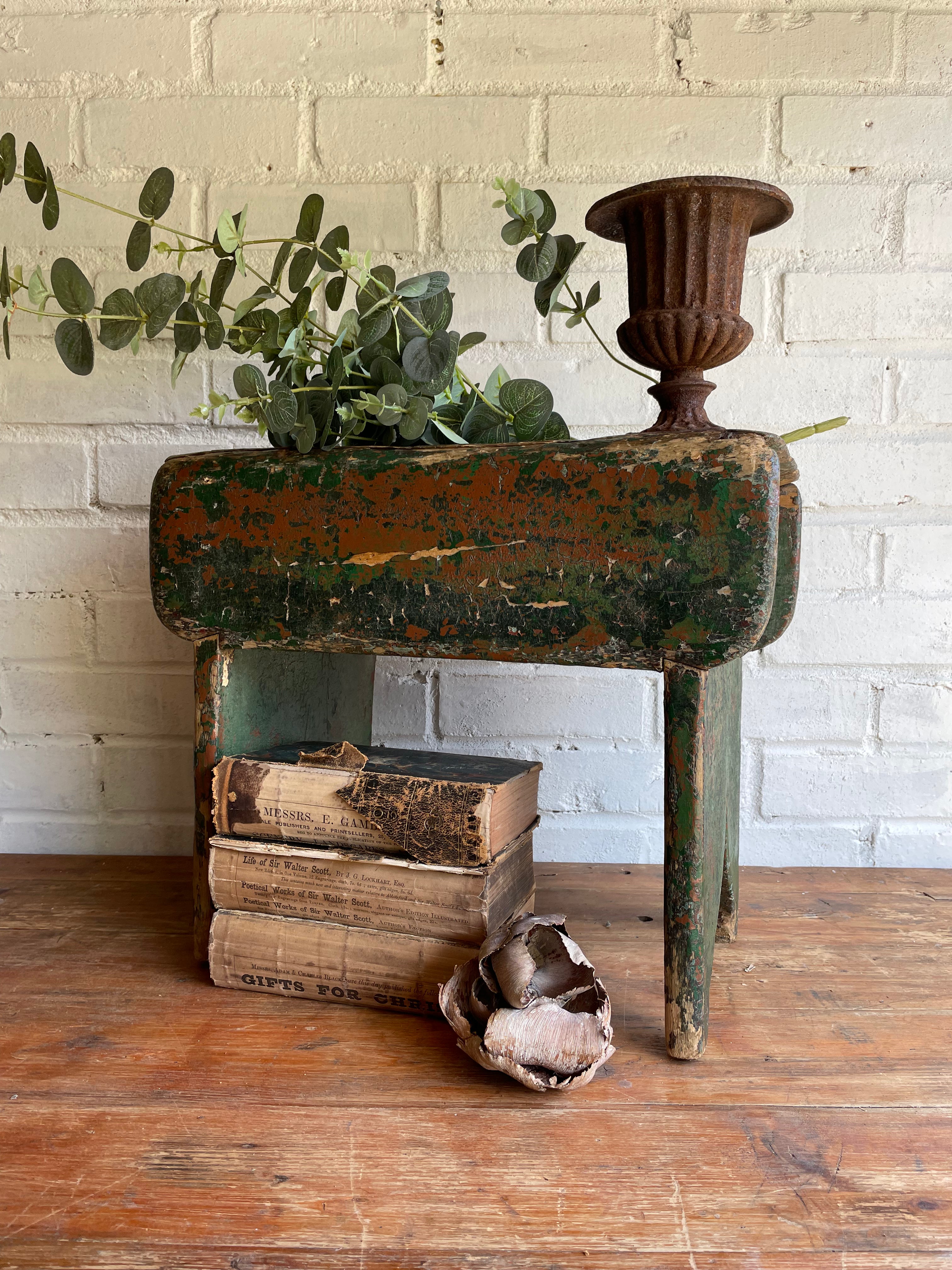 Rustic Green Stool