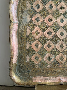 Large Pink Florentine Gilt Tray