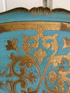 Blue Florentine Vintage Wood Gilt Tray