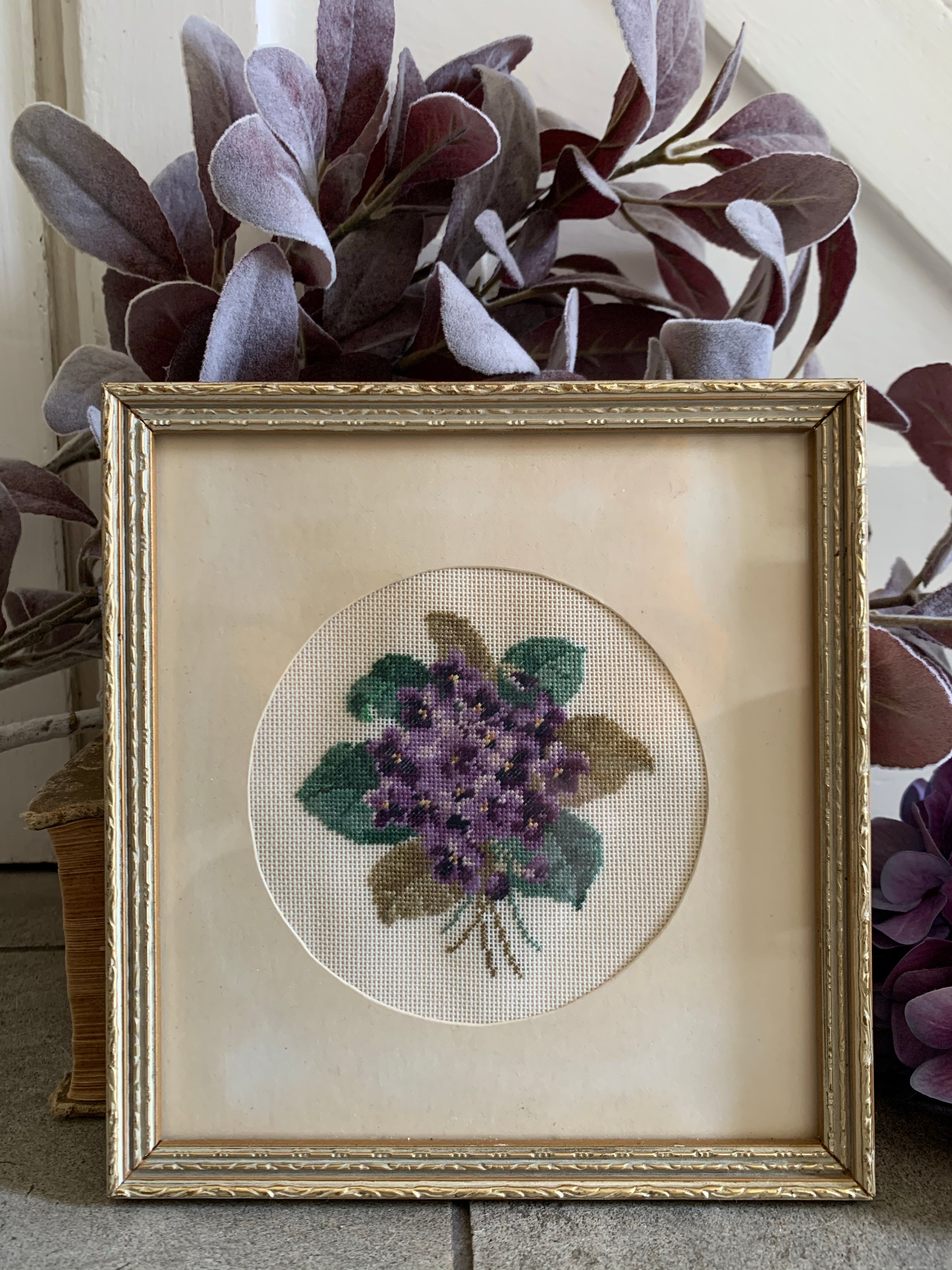 Small Gilt Framed Embroidered Floral