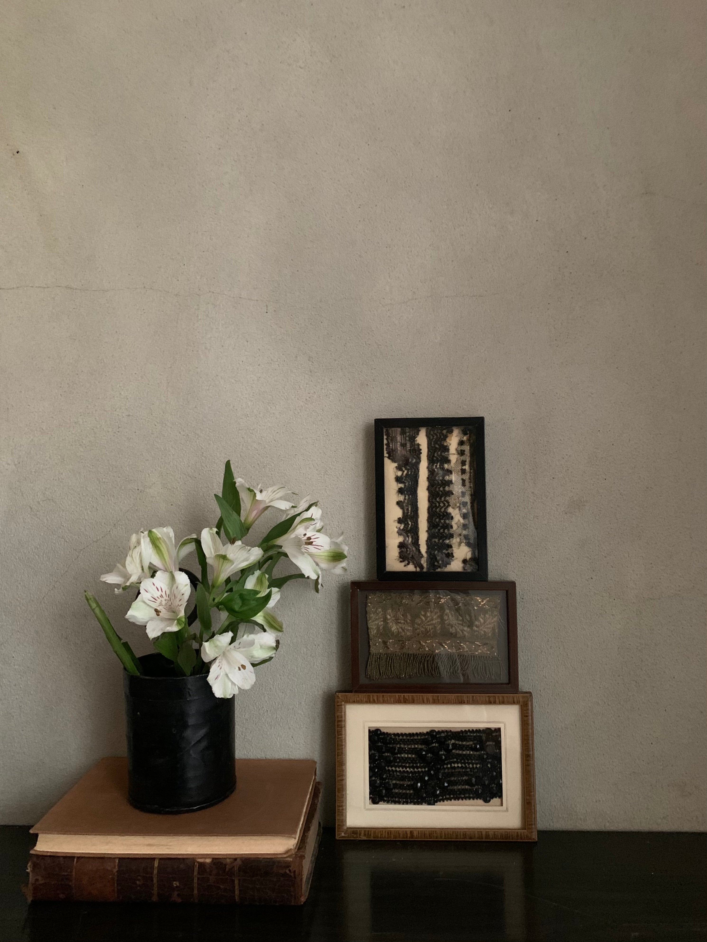Framed 19th Century Jet Lace Fragment