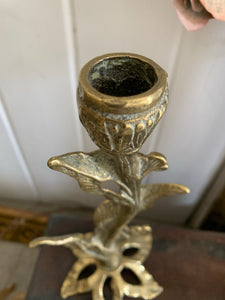 Ornate Floral Gilt Candlestick Pair