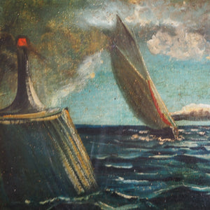Moody Seas: Antique Oil on Board