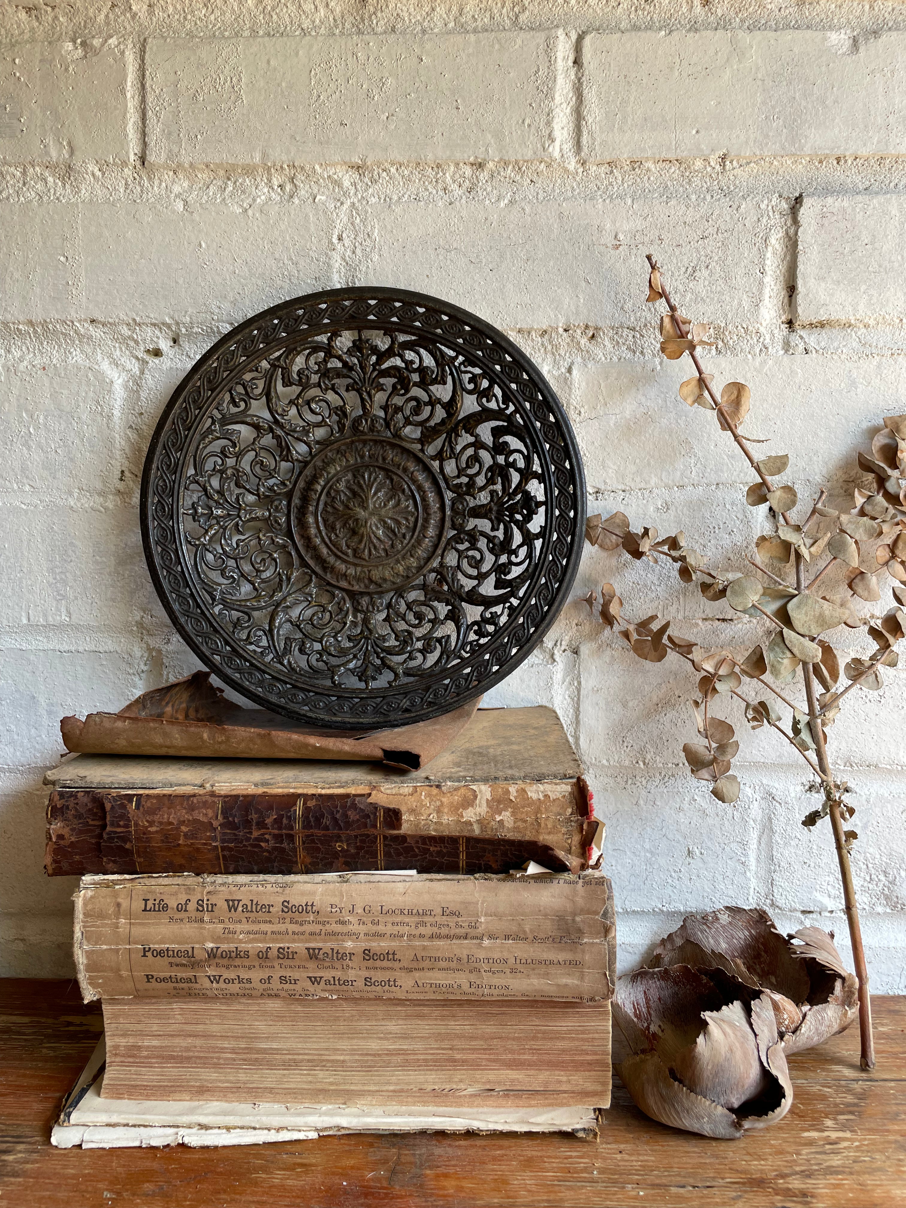 Antique Decorative Cast Iron Filigree Plate 2