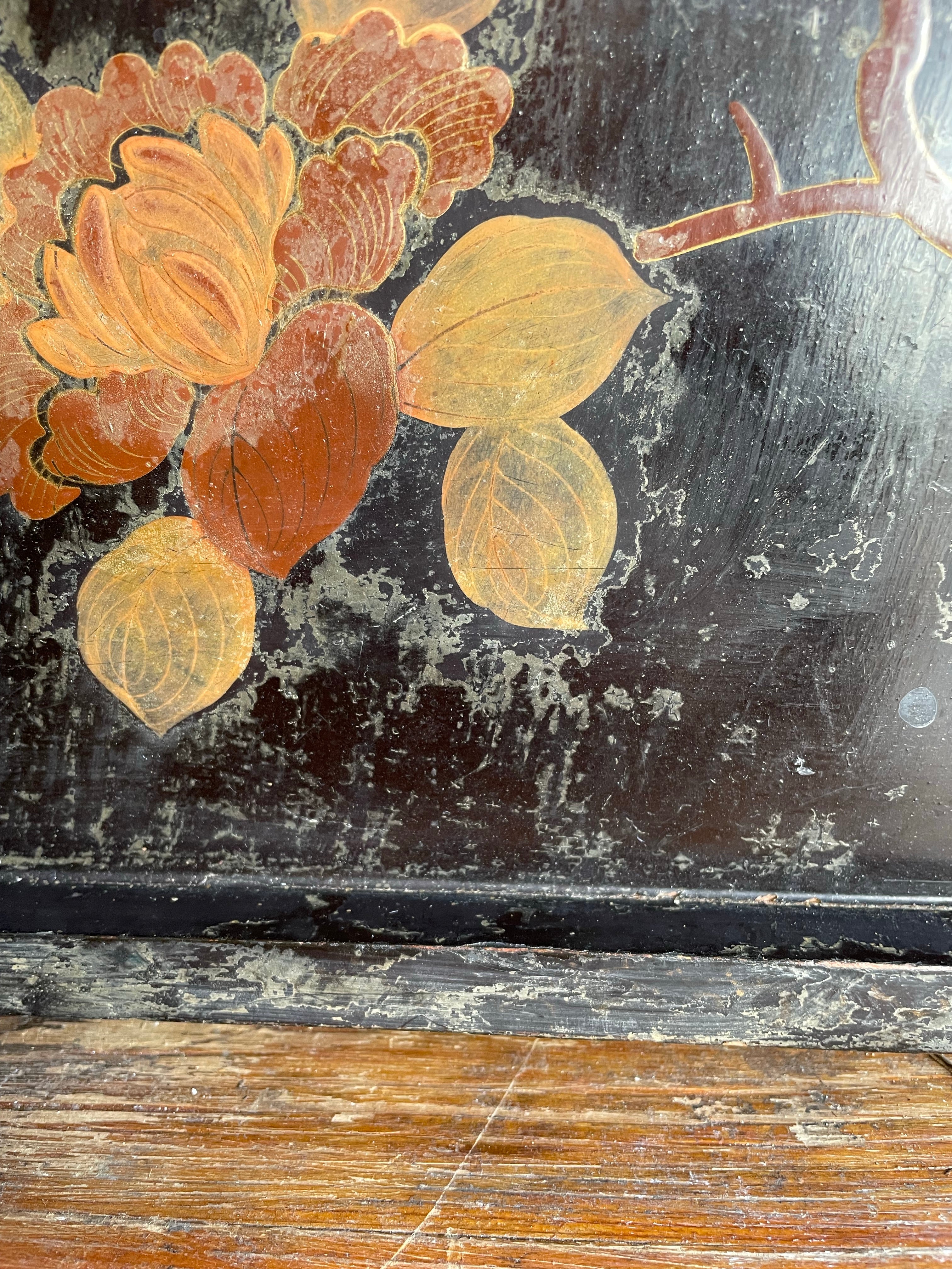 19th century Japanese Lacquered Tray with birds and trees