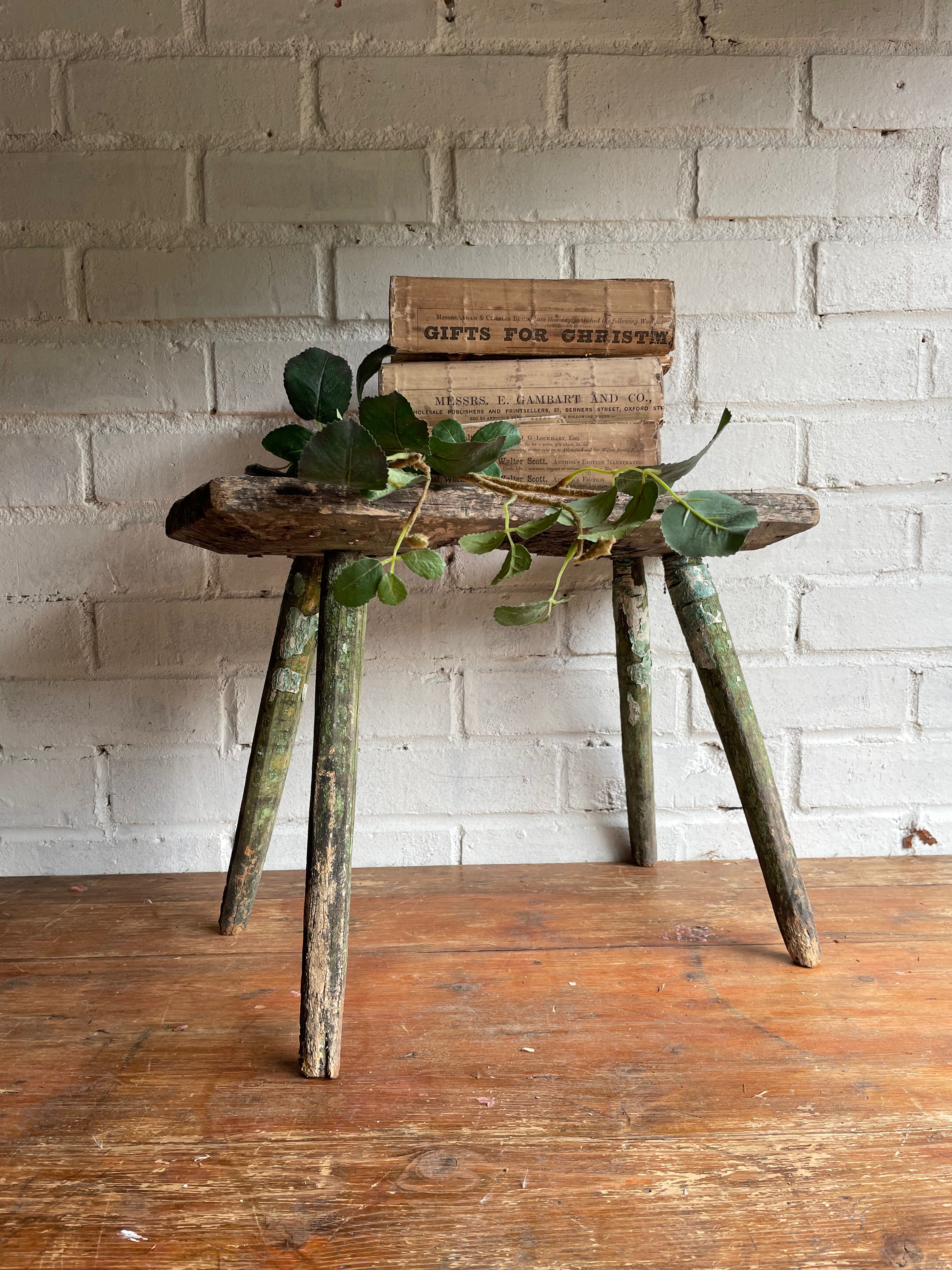Rustic Green Stool