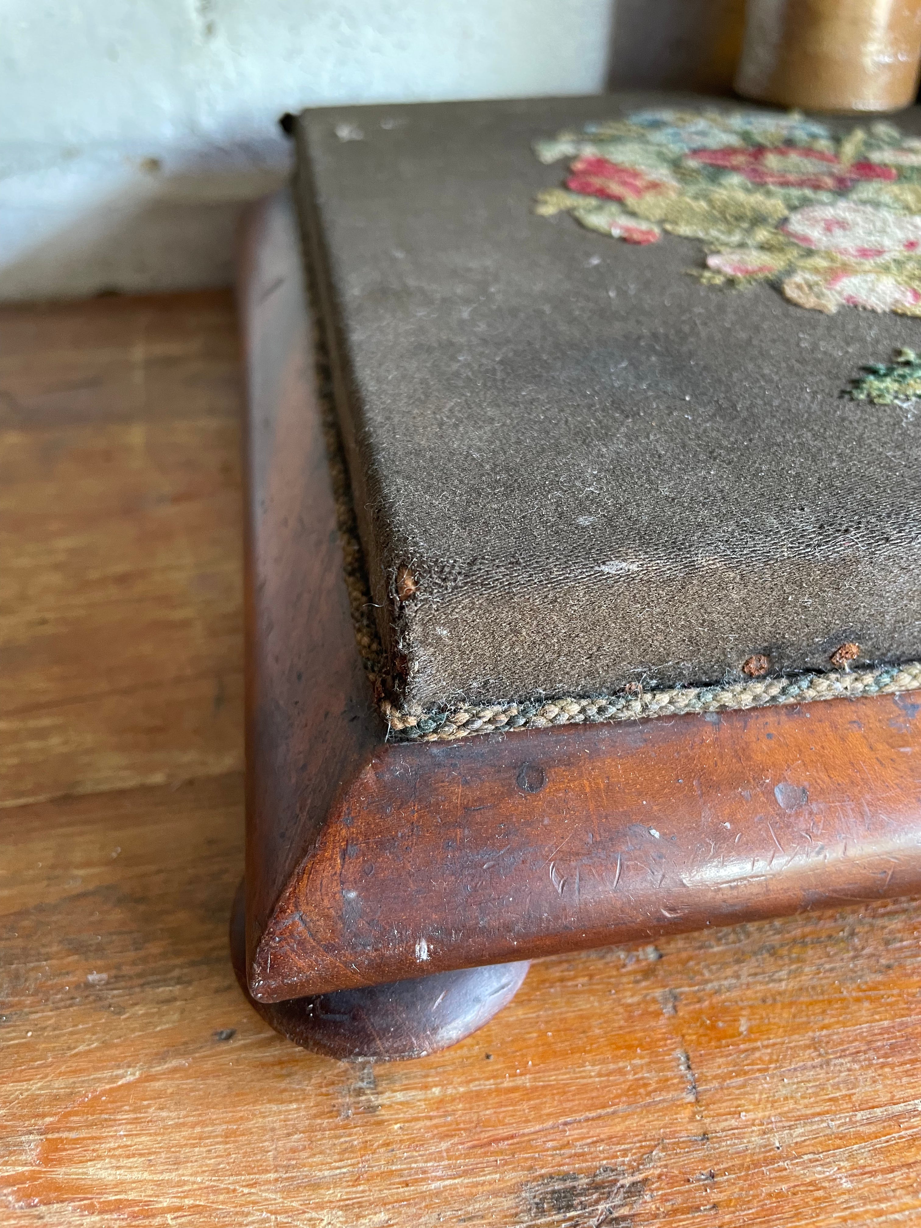 Embroidered Antique Foot Stool