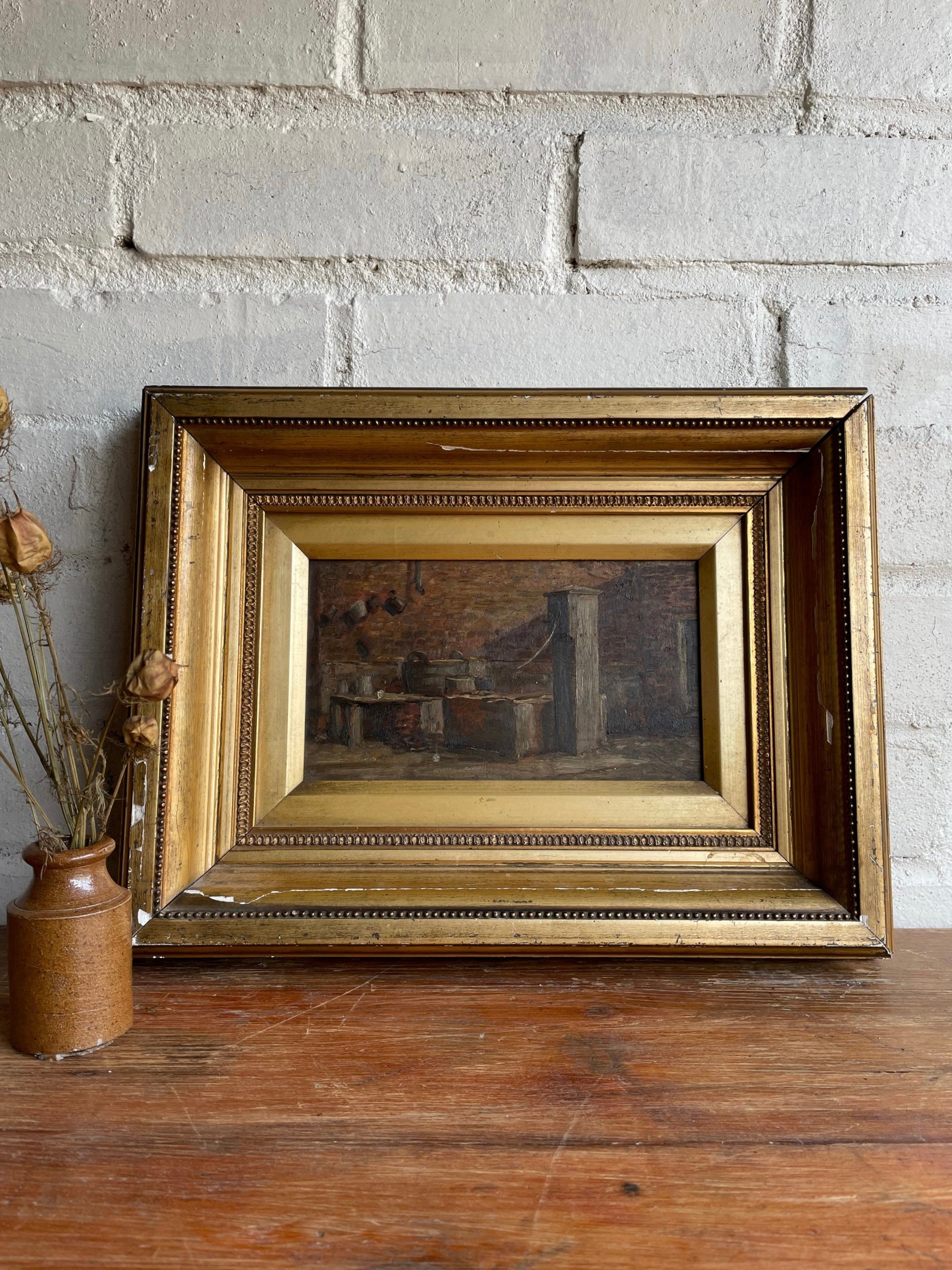 A Rustic Kitchen: Small Antique Oil