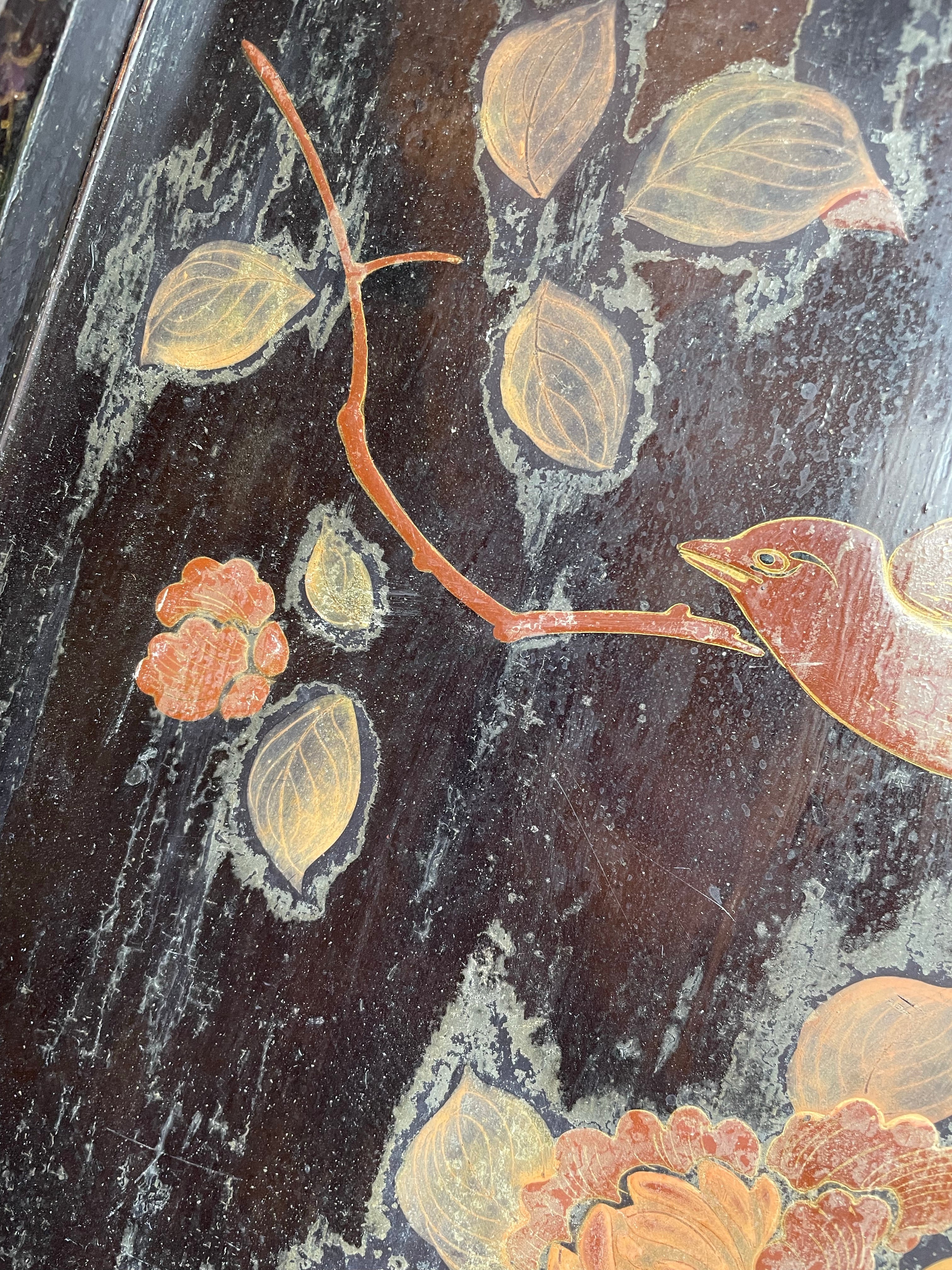 19th century Japanese Lacquered Tray with birds and trees