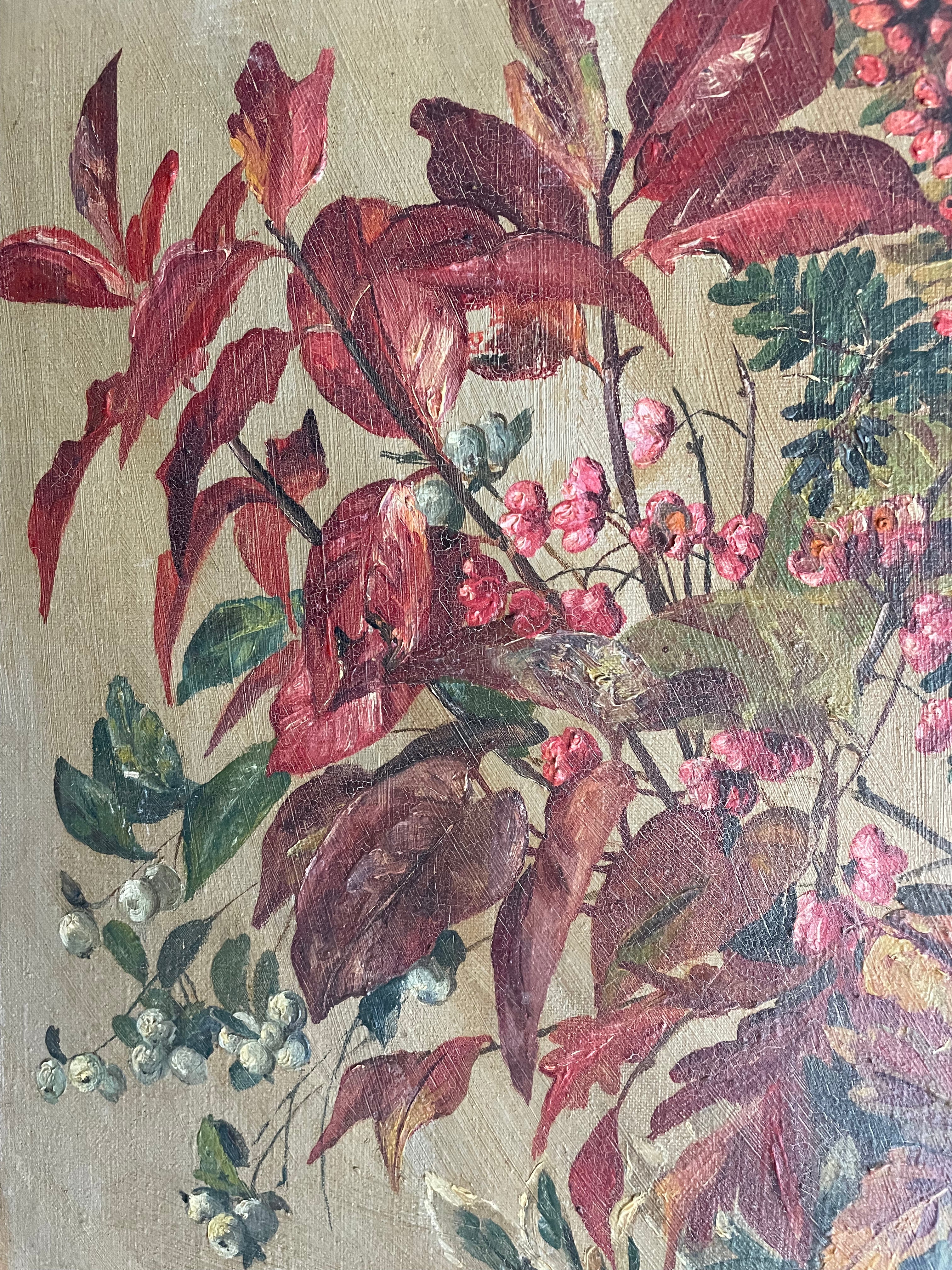 Flowers Bursting from a Basket: Oil On Canvas