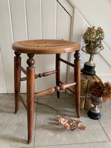Vintage Stool with Cane Seat