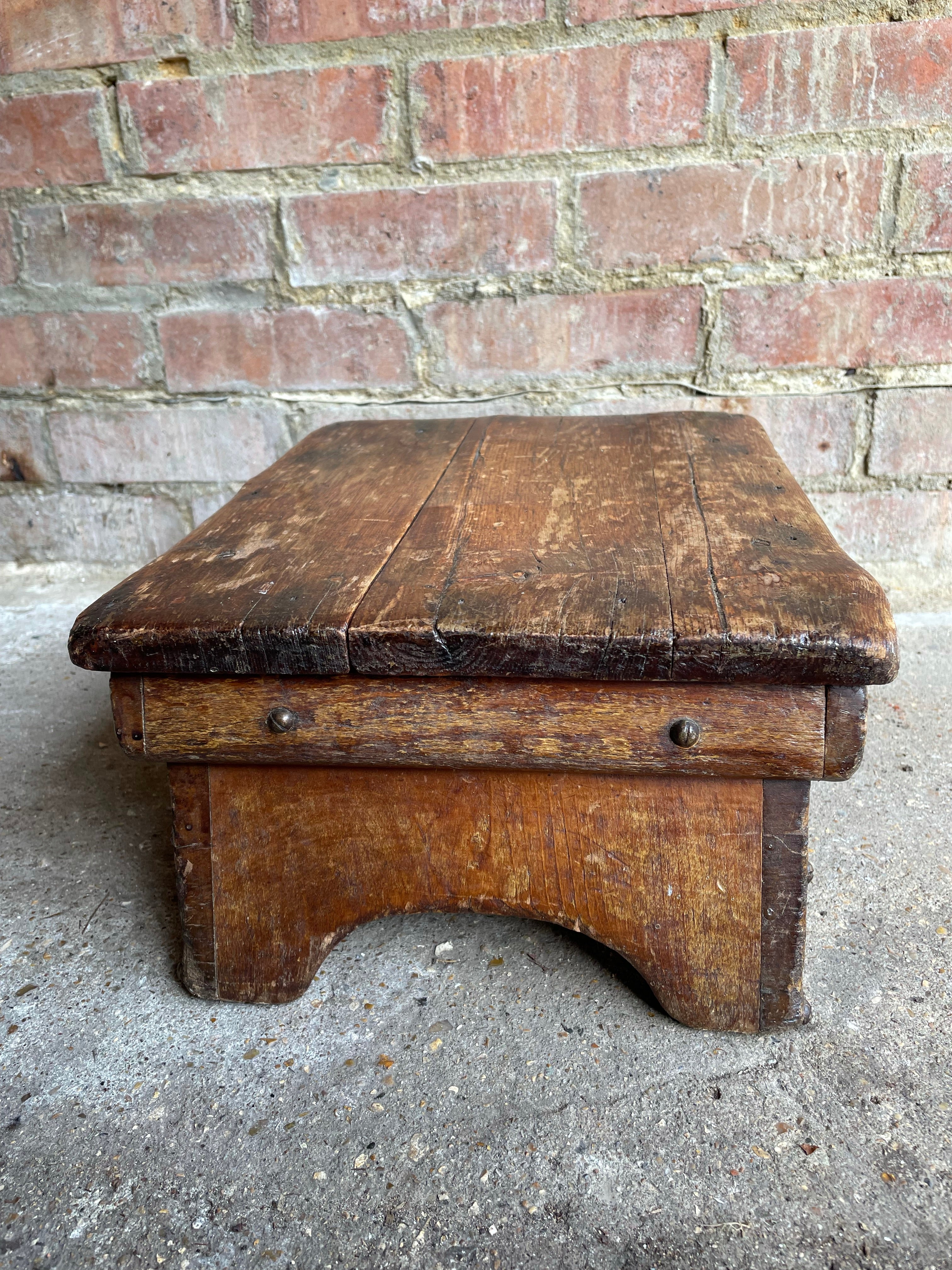 Rustic Antique Low Stool/Display Stand