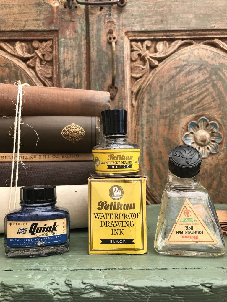 Vintage Ink Bottles - Set of Three