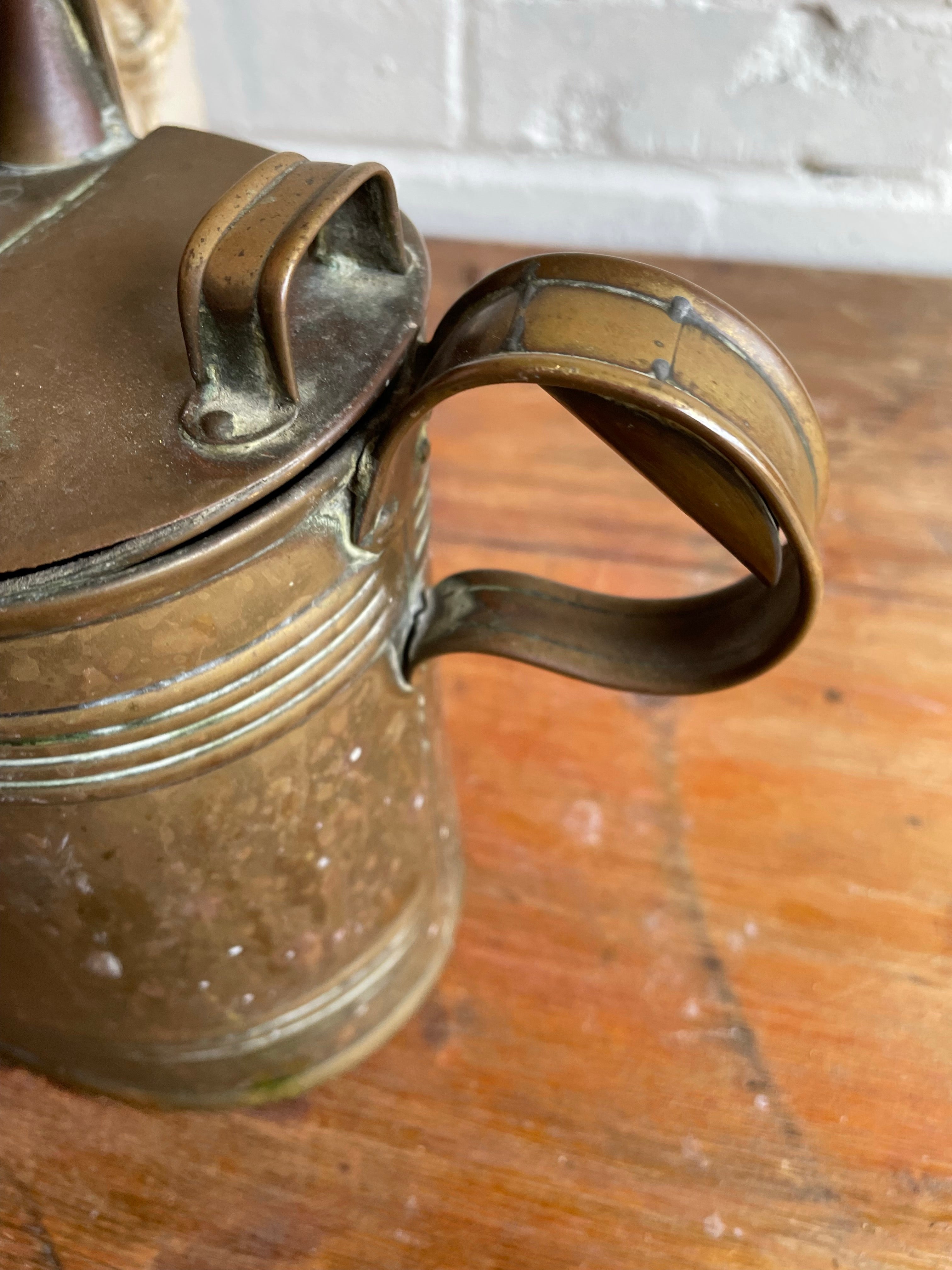 Small Antique Brass Watering Can/Hot Water Carrier
