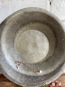 Antique Marble Stone Bowl: Grey Hues