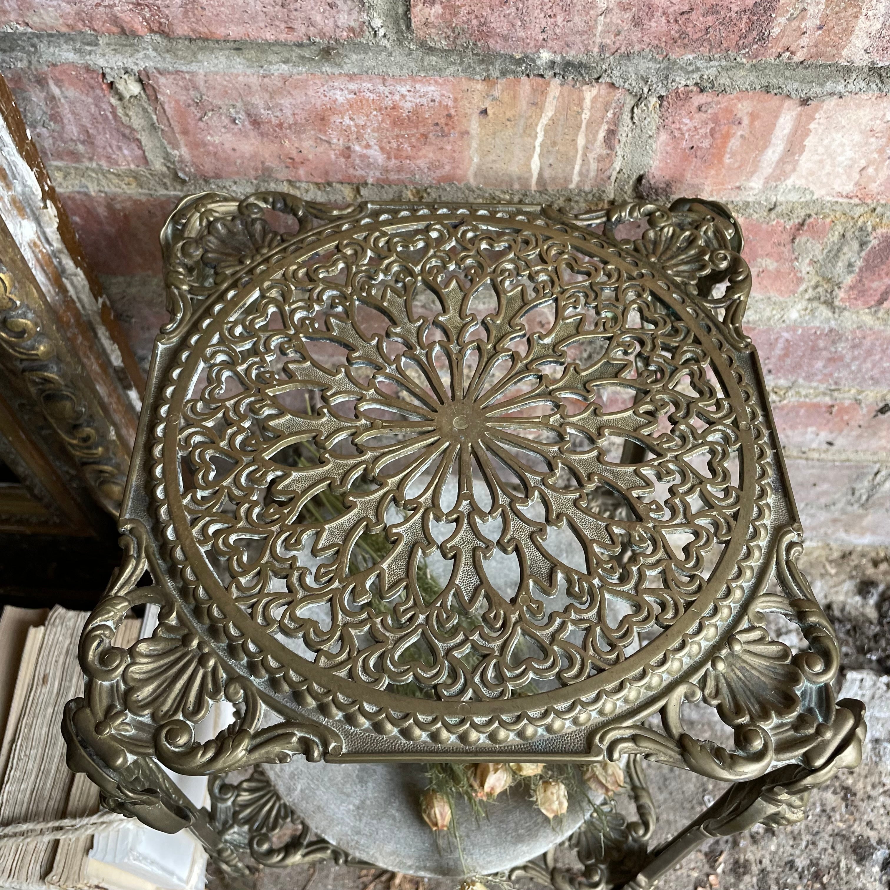 Two-Shelf Brass Occasional Table