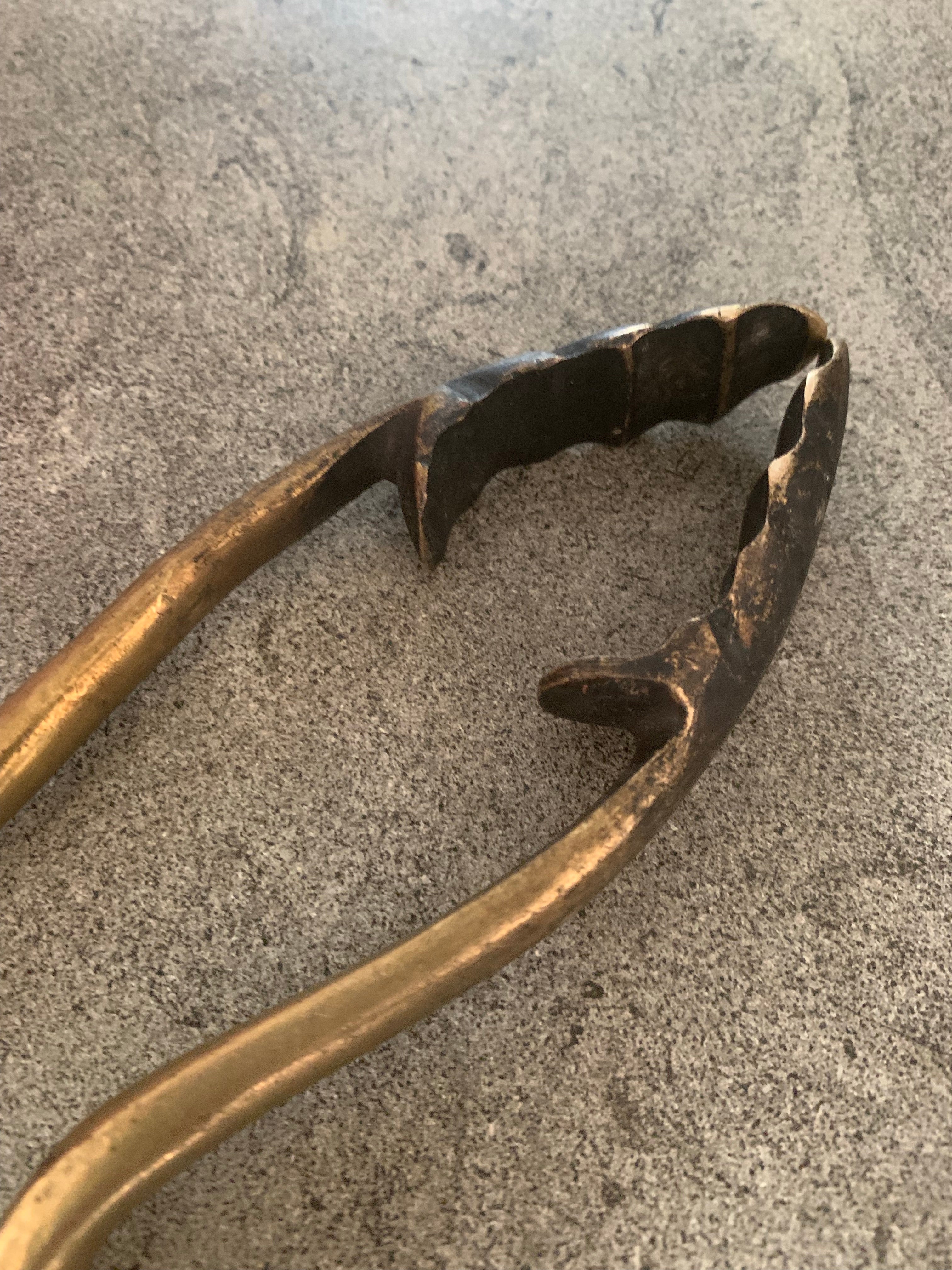 Victorian Brass Coal Tongs