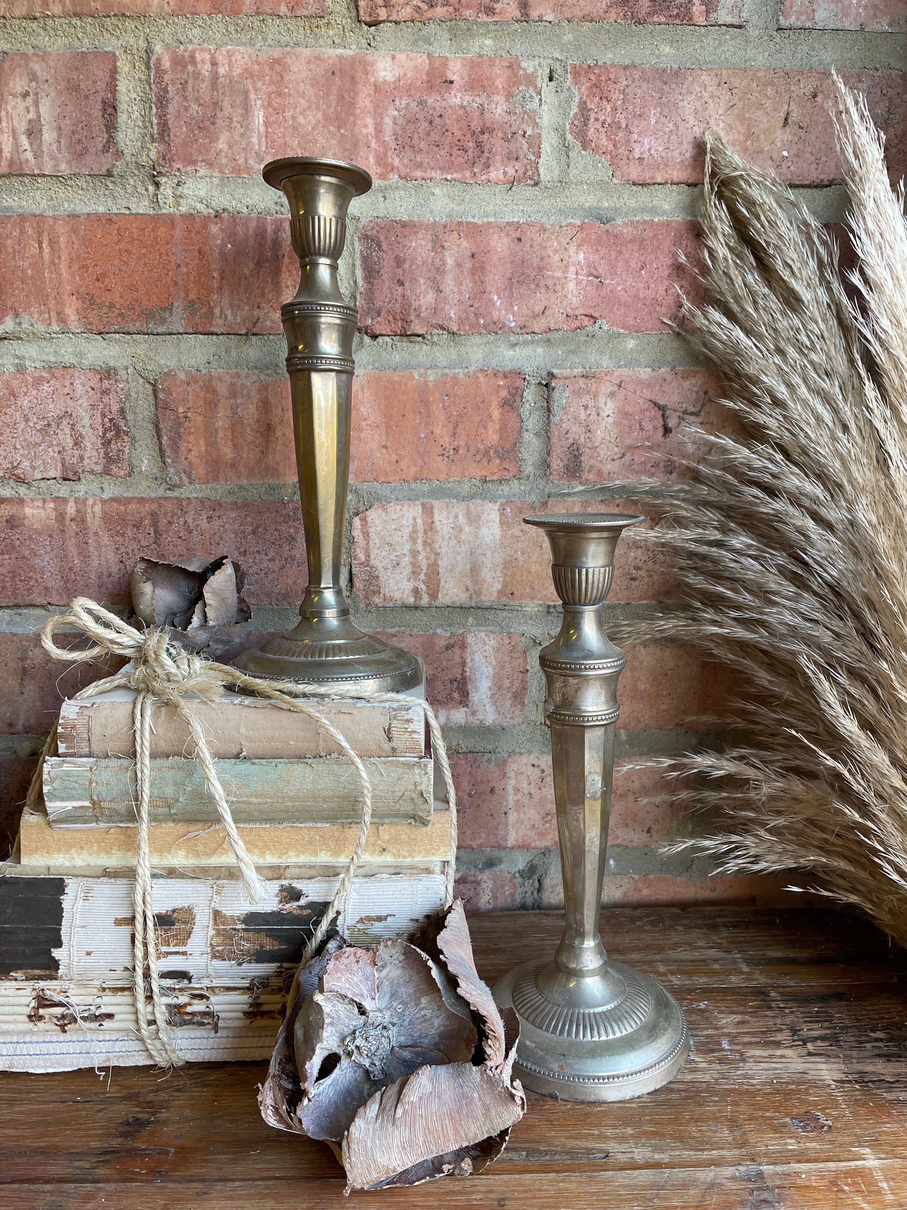 Tall Silver Plated Tapered Candlestick