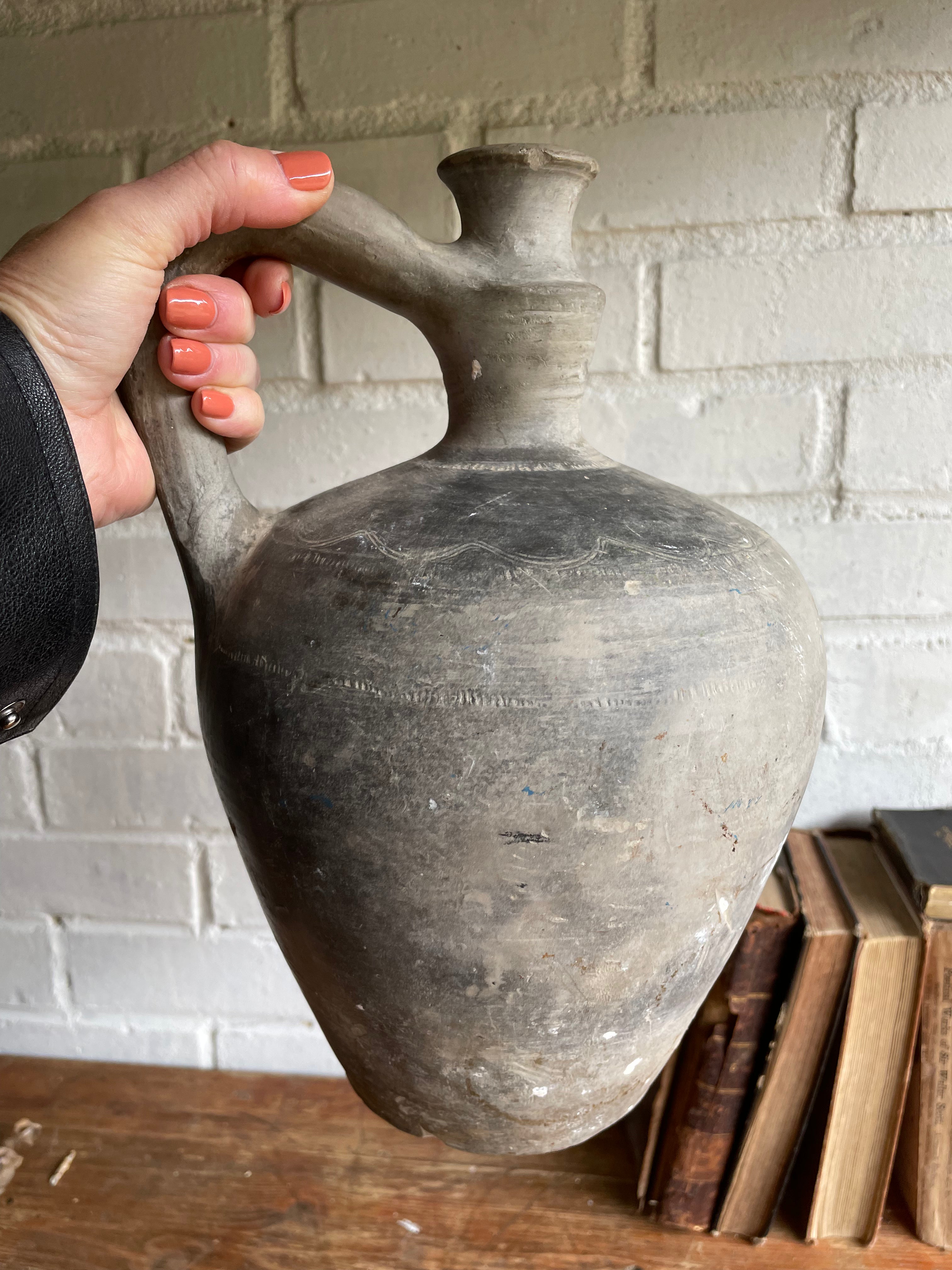 Matte Black Earthenware Vase
