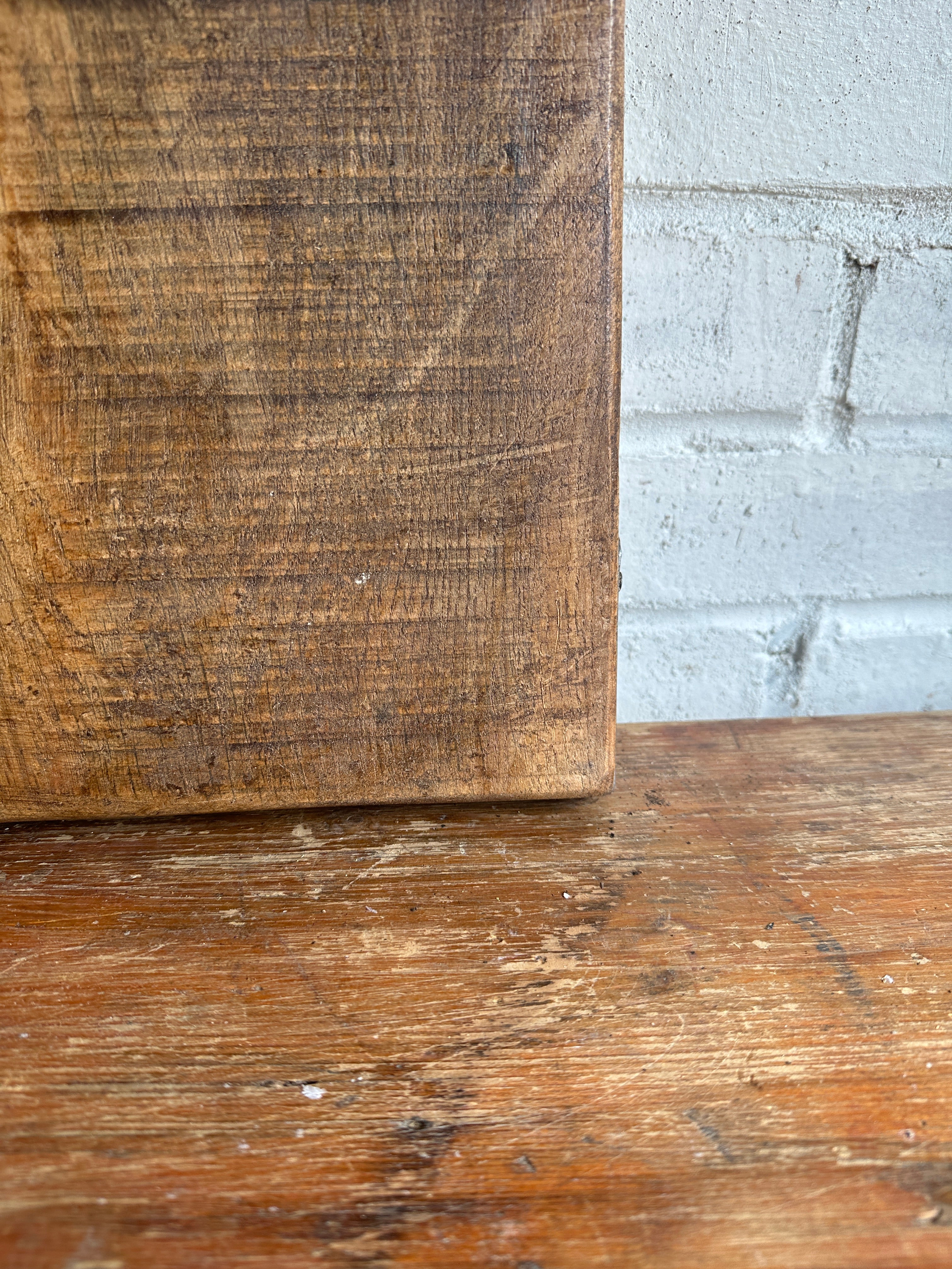 Reclaimed Oak Chopping Board/Butchers Block with Metal Corners