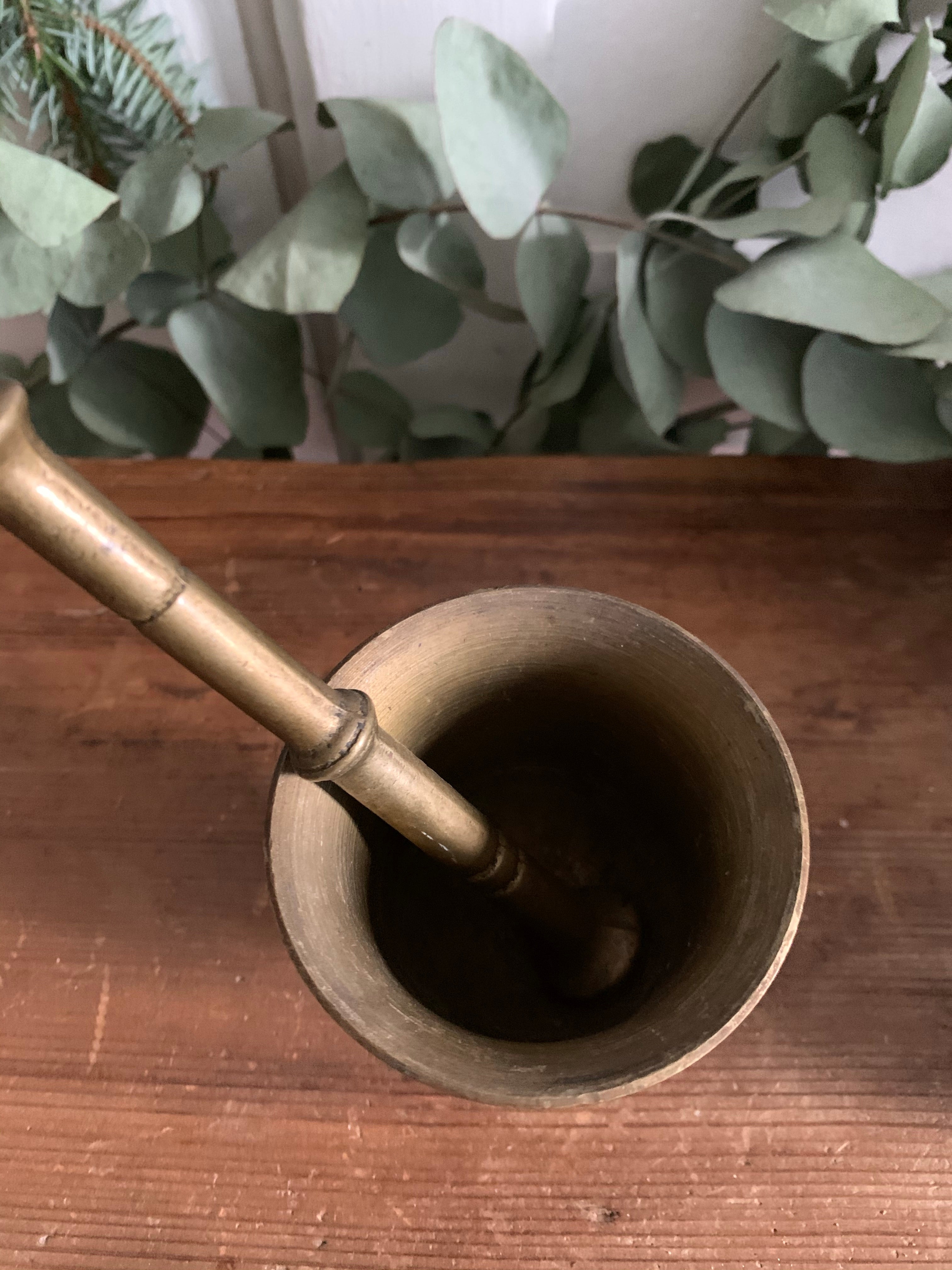 Small Antique Brass Pestle and Mortar