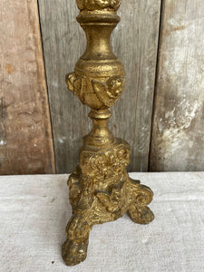 Pair of Giltwood Handcarved Church Candlesticks