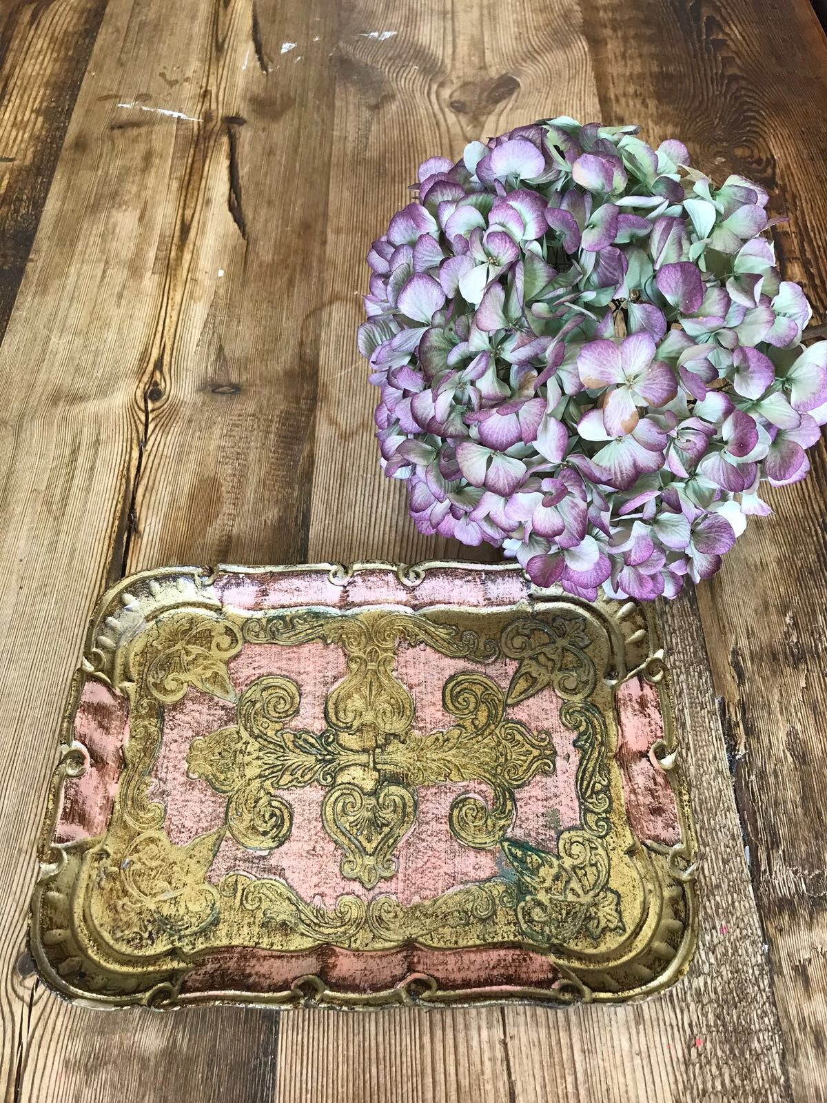 Pink Florentine Gilt Tray
