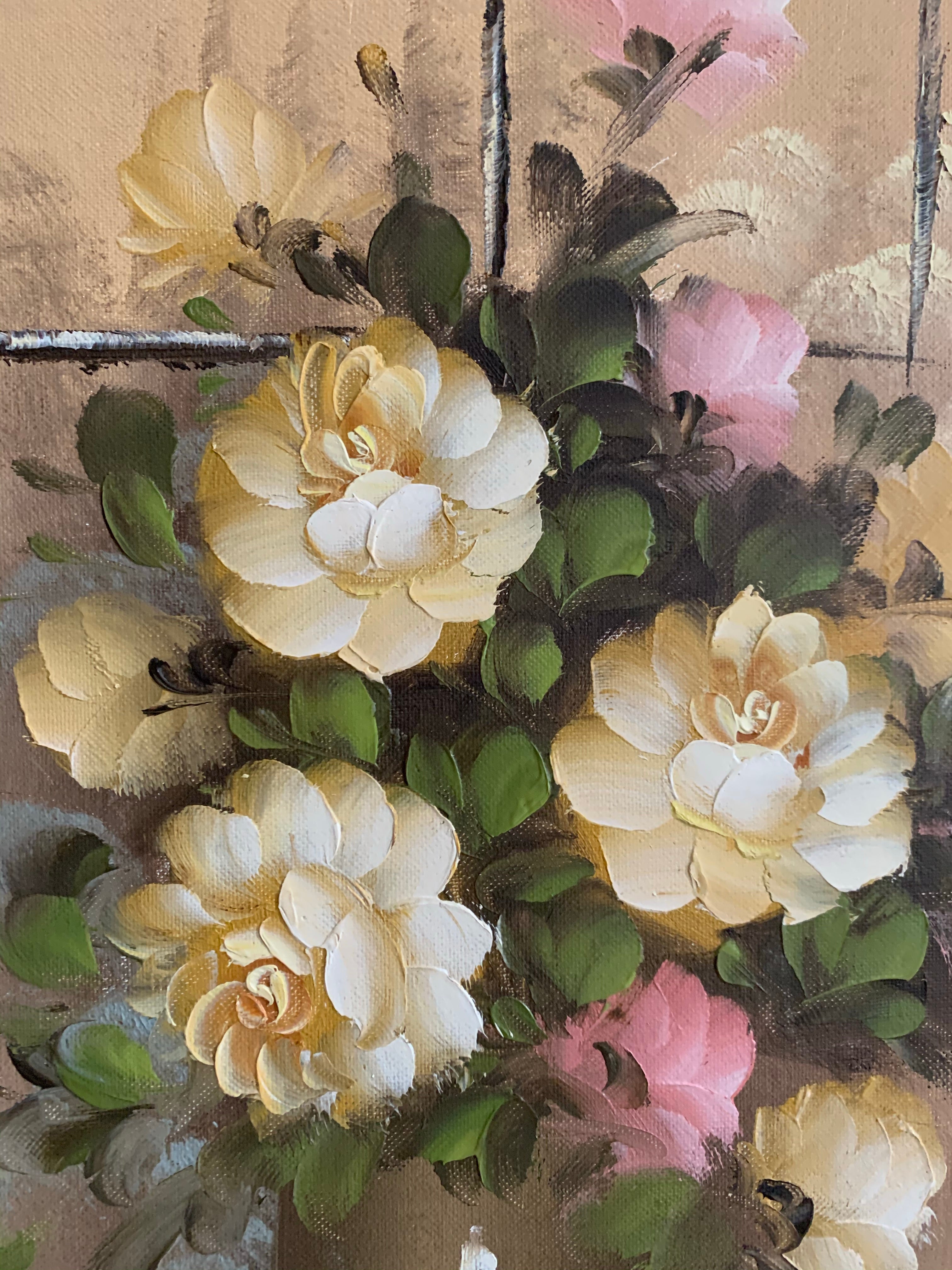 “Roses” Oil Painting on Oval Board
