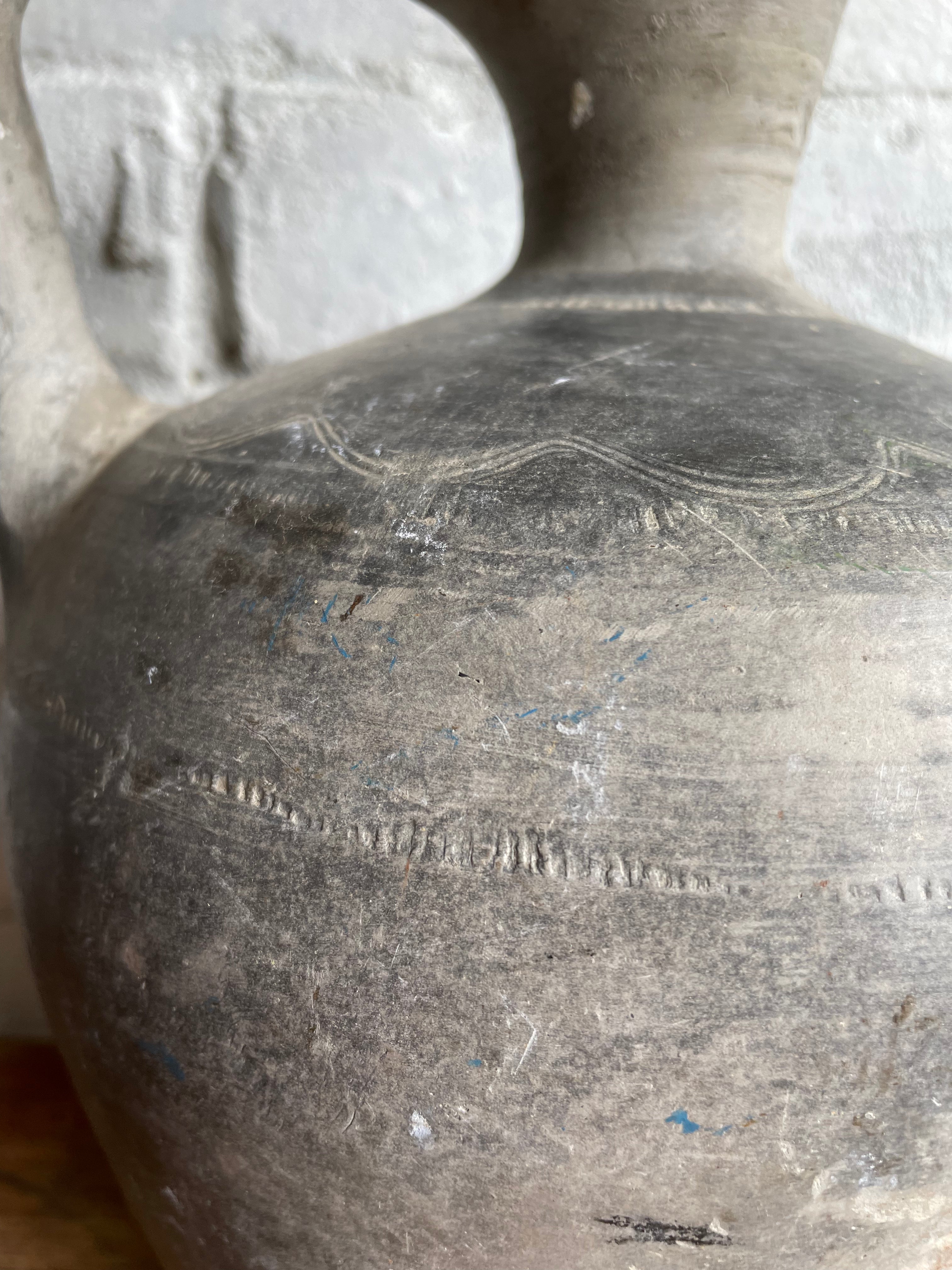 Matte Black Earthenware Vase