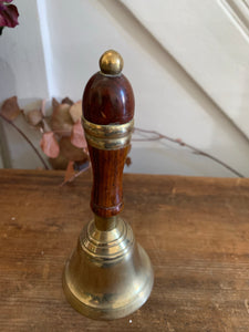 Small Vintage Brass Handbell with Wooden Handle