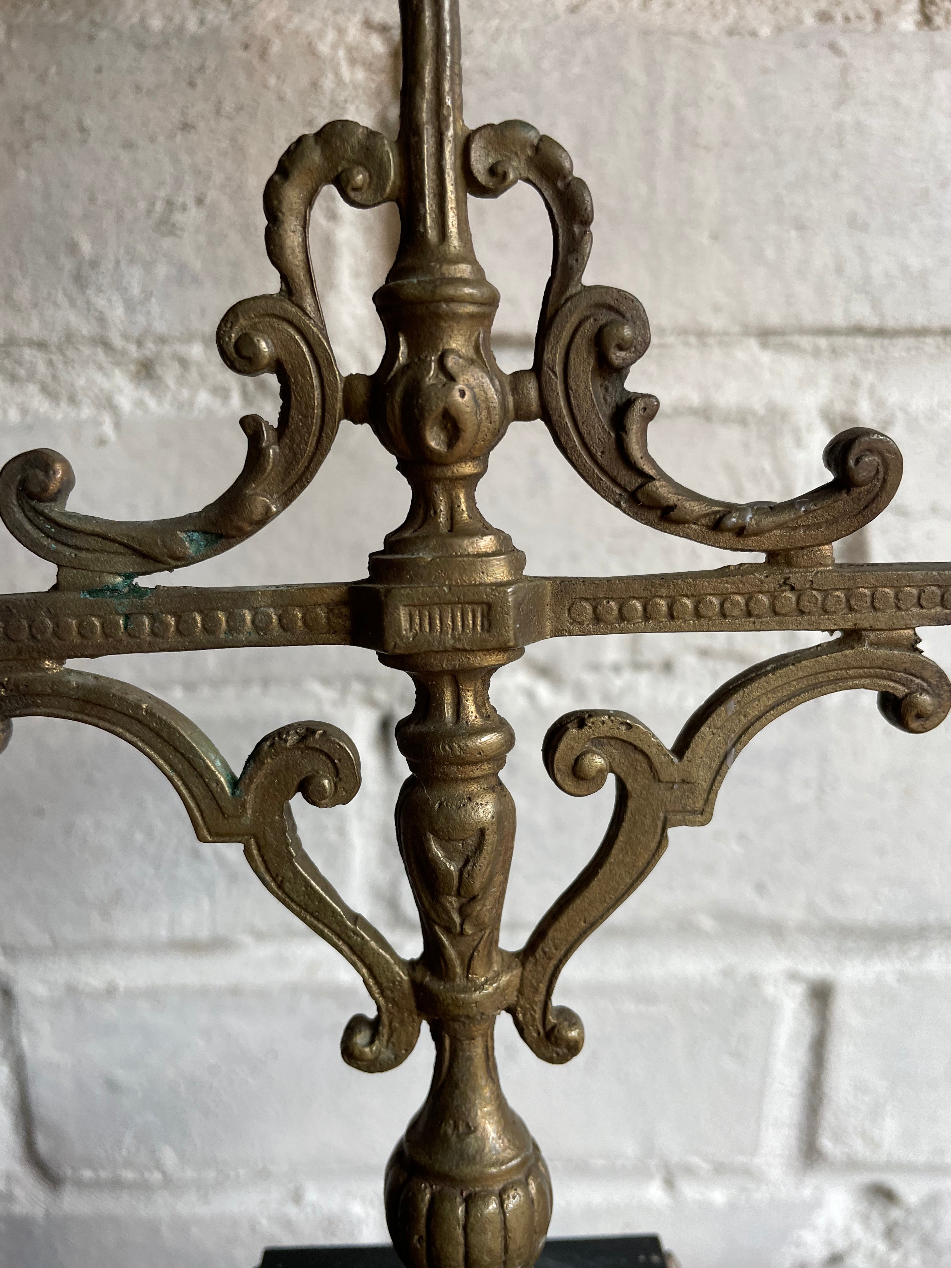 Brass and Black Marble Candelabra