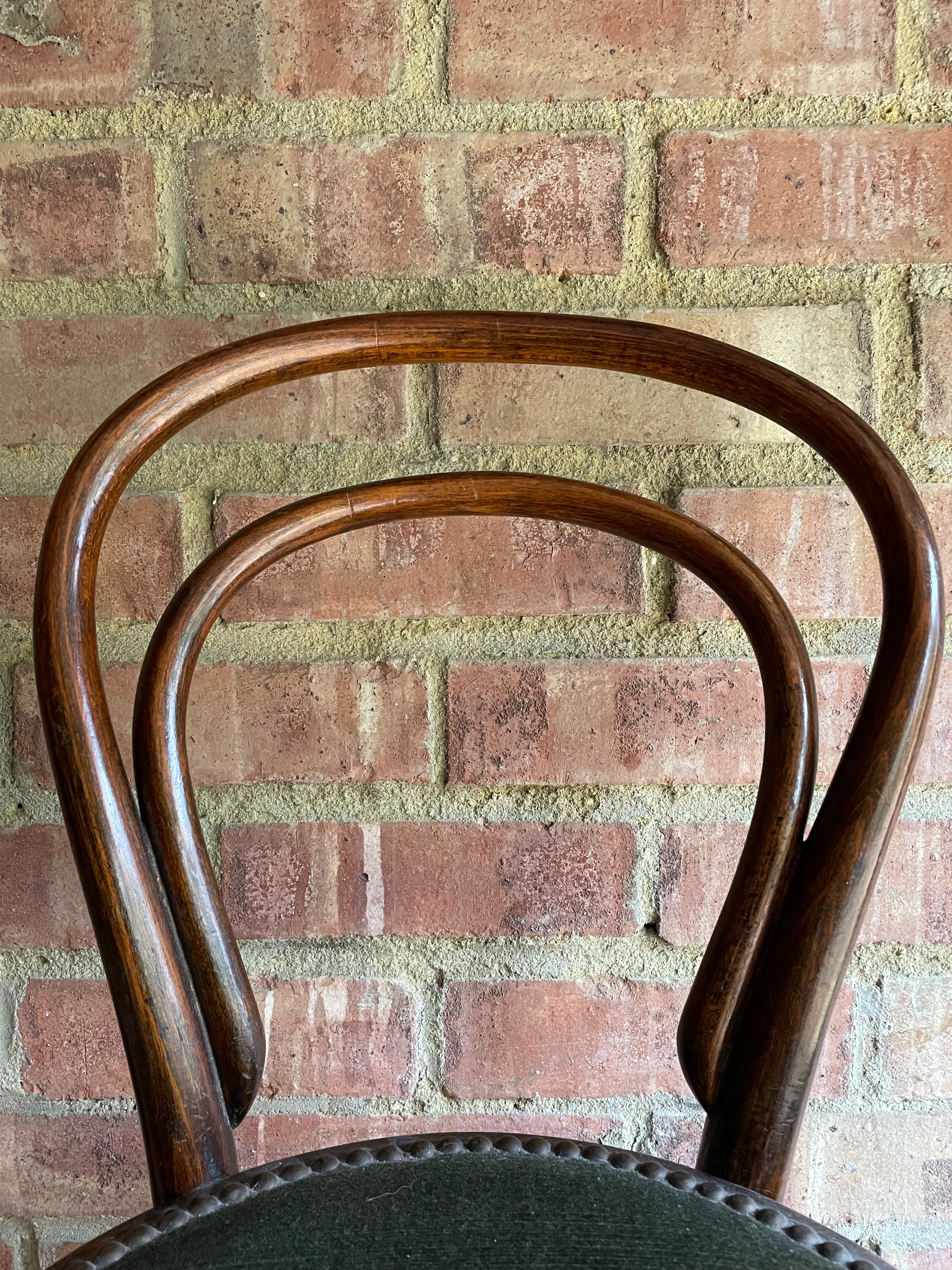 Little Bentwood Chair with Studded Green Velvet Seat