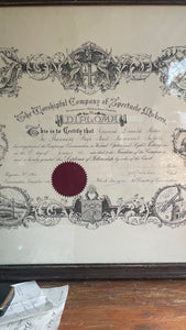 Large Framed 1930s Diploma from “The Worshipful Company of Spectacle Makers”