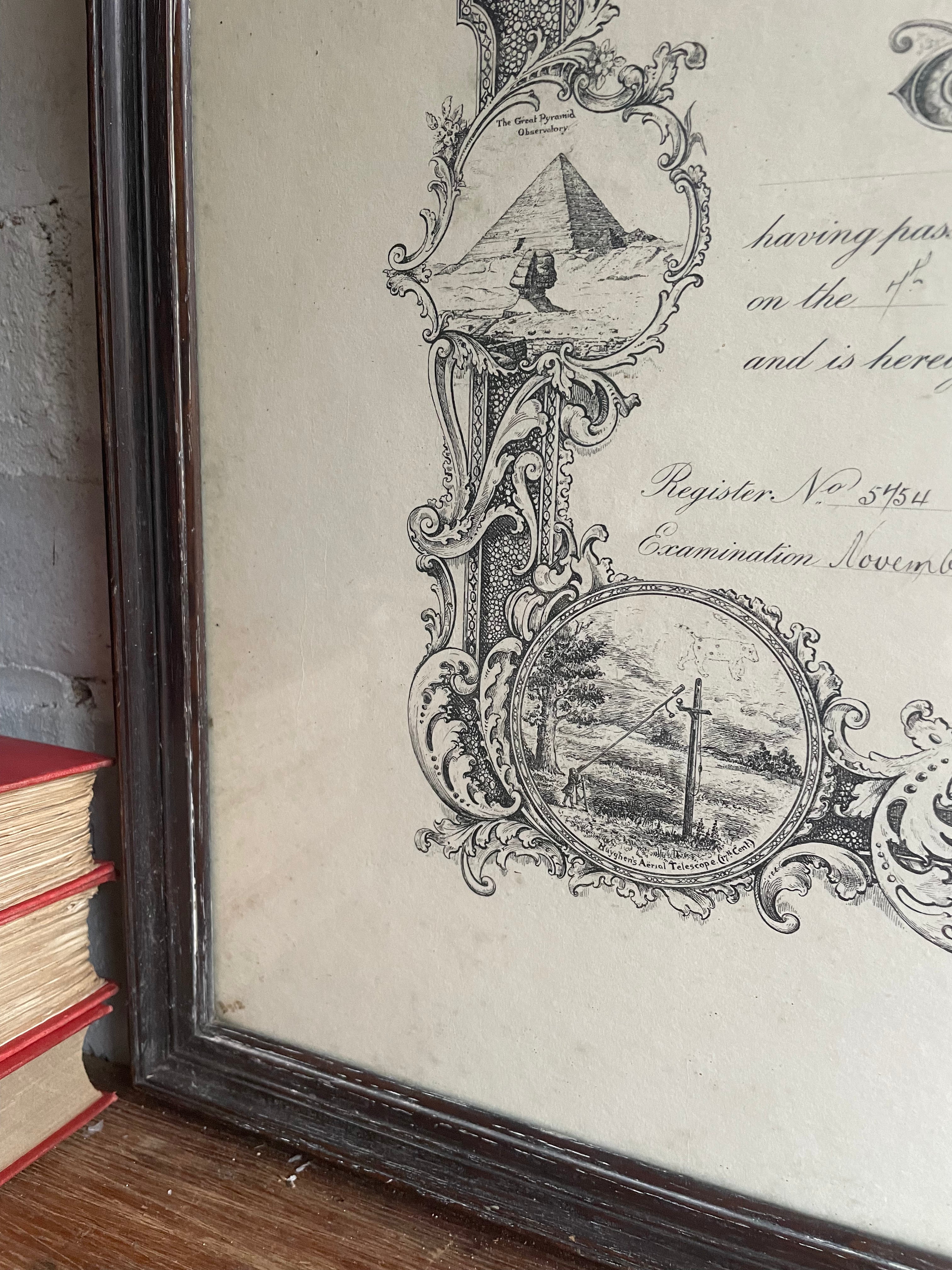 Large Framed 1930s Diploma from “The Worshipful Company of Spectacle Makers”
