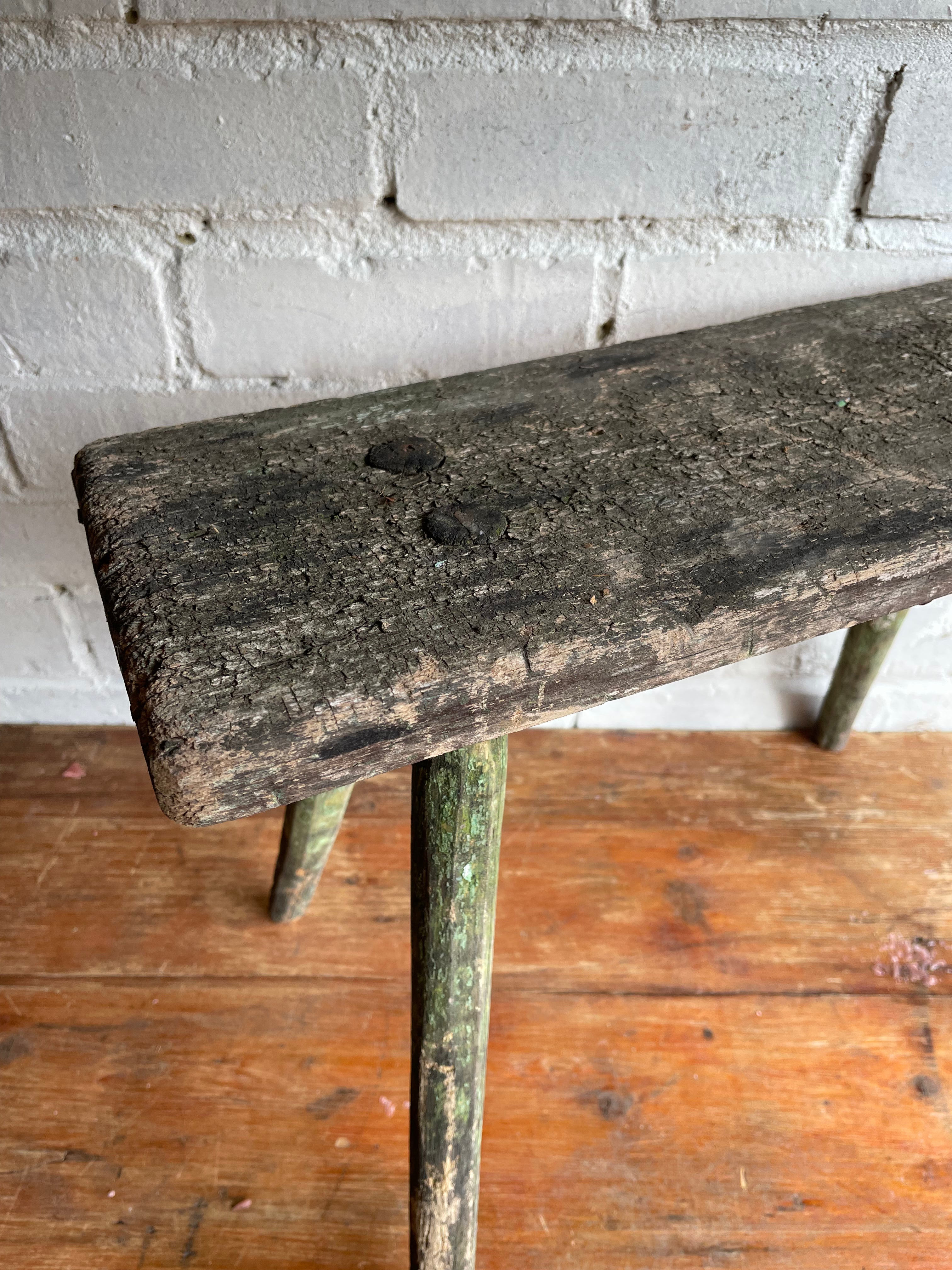 Rustic Green Stool