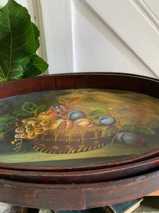 Nest of Three Trays with Hand-Painted Still-Life