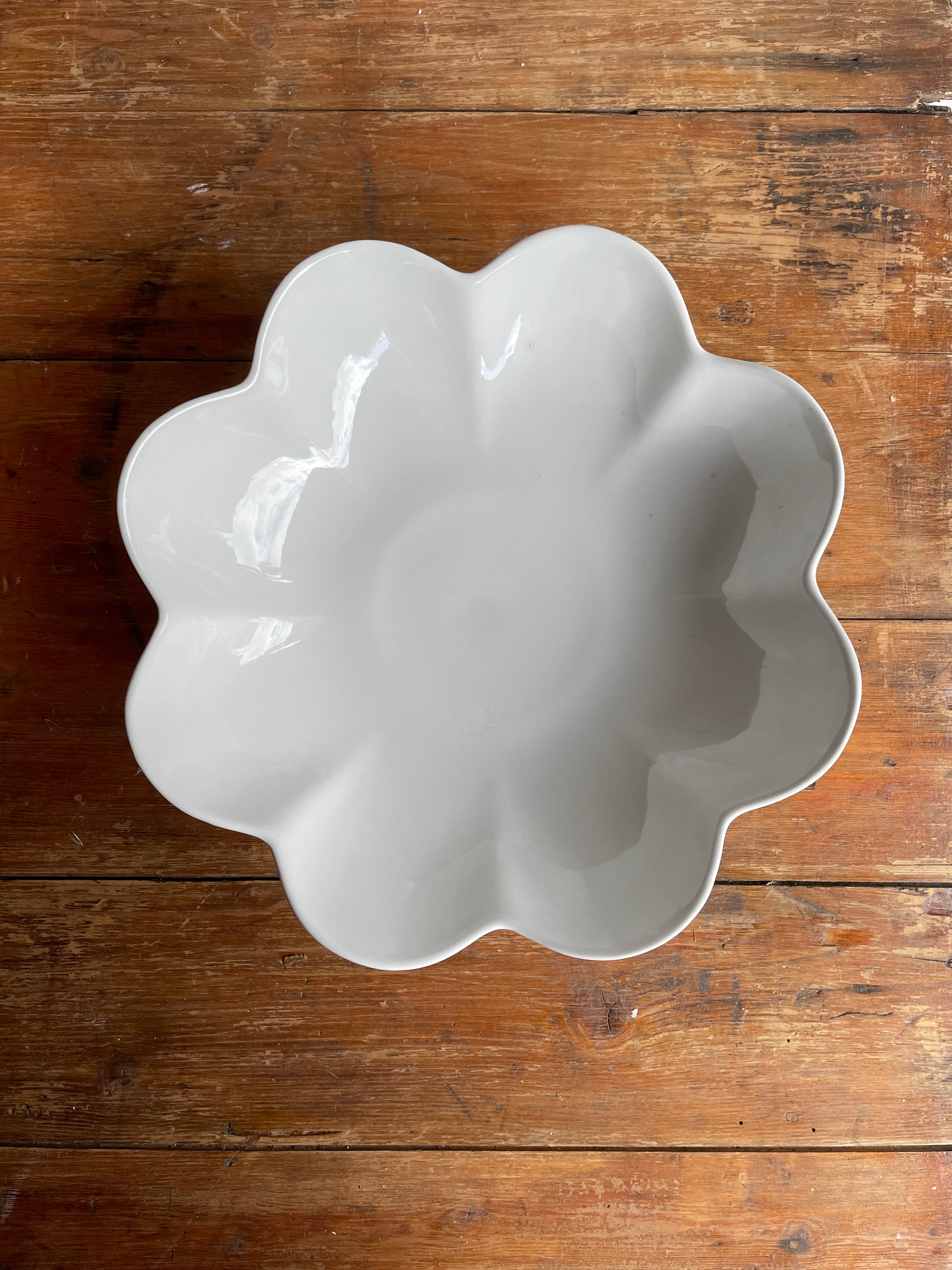 Vintage White Fluted Bowl
