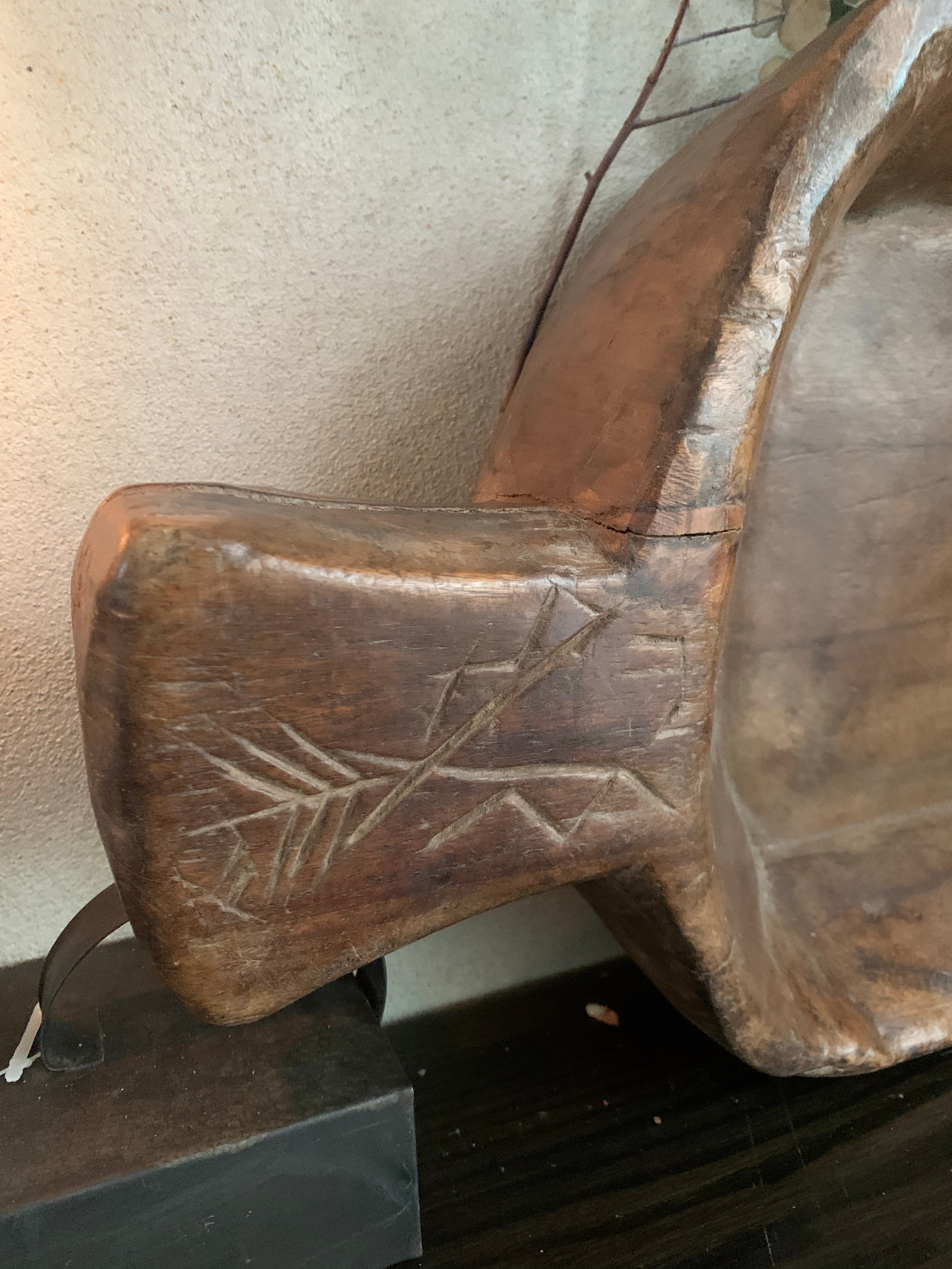 Large Hand-Carved Wooden Bowl